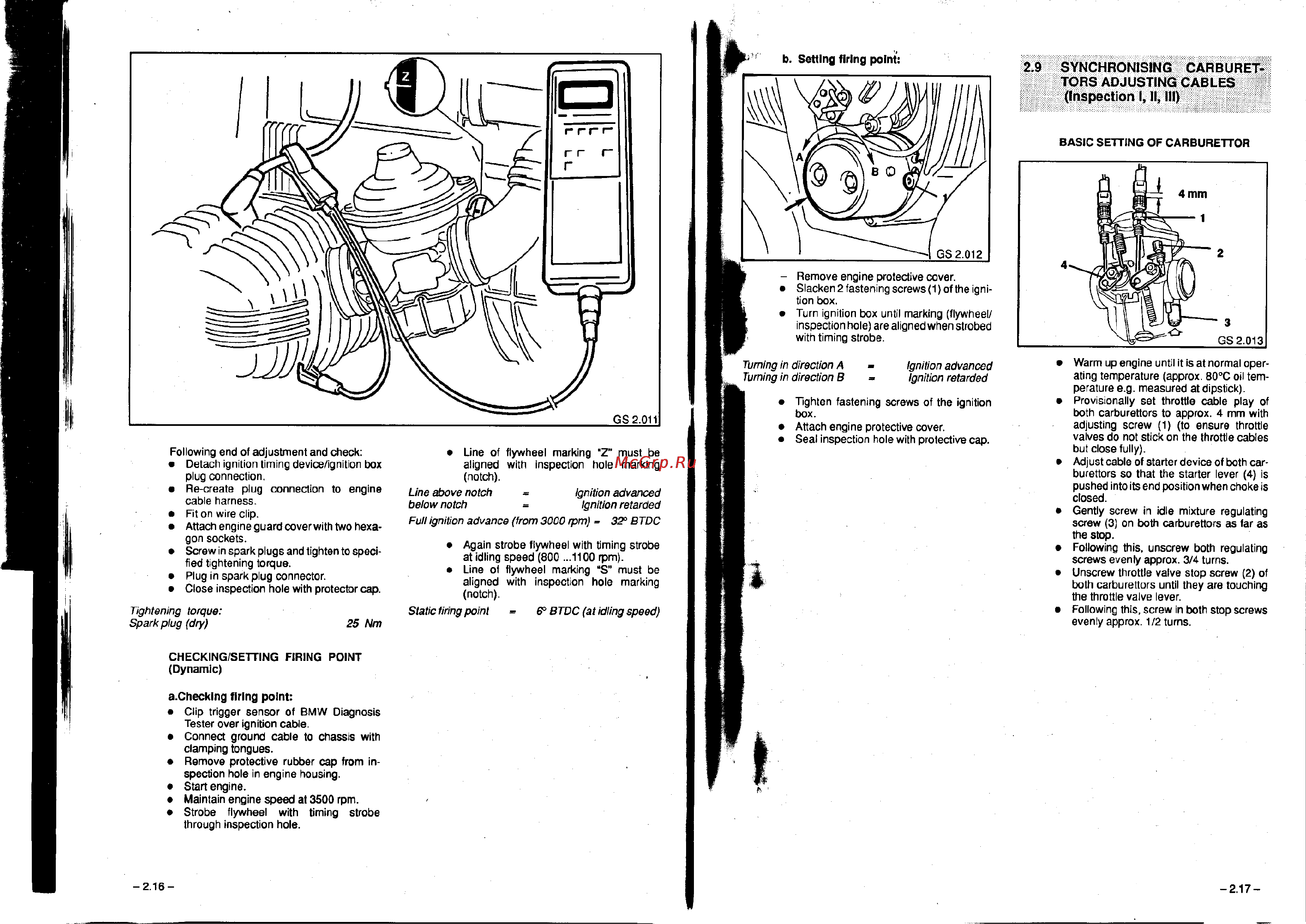 BMW R100R [17/168] Synchronising carburet tors adjusting cables inspection i ii iii