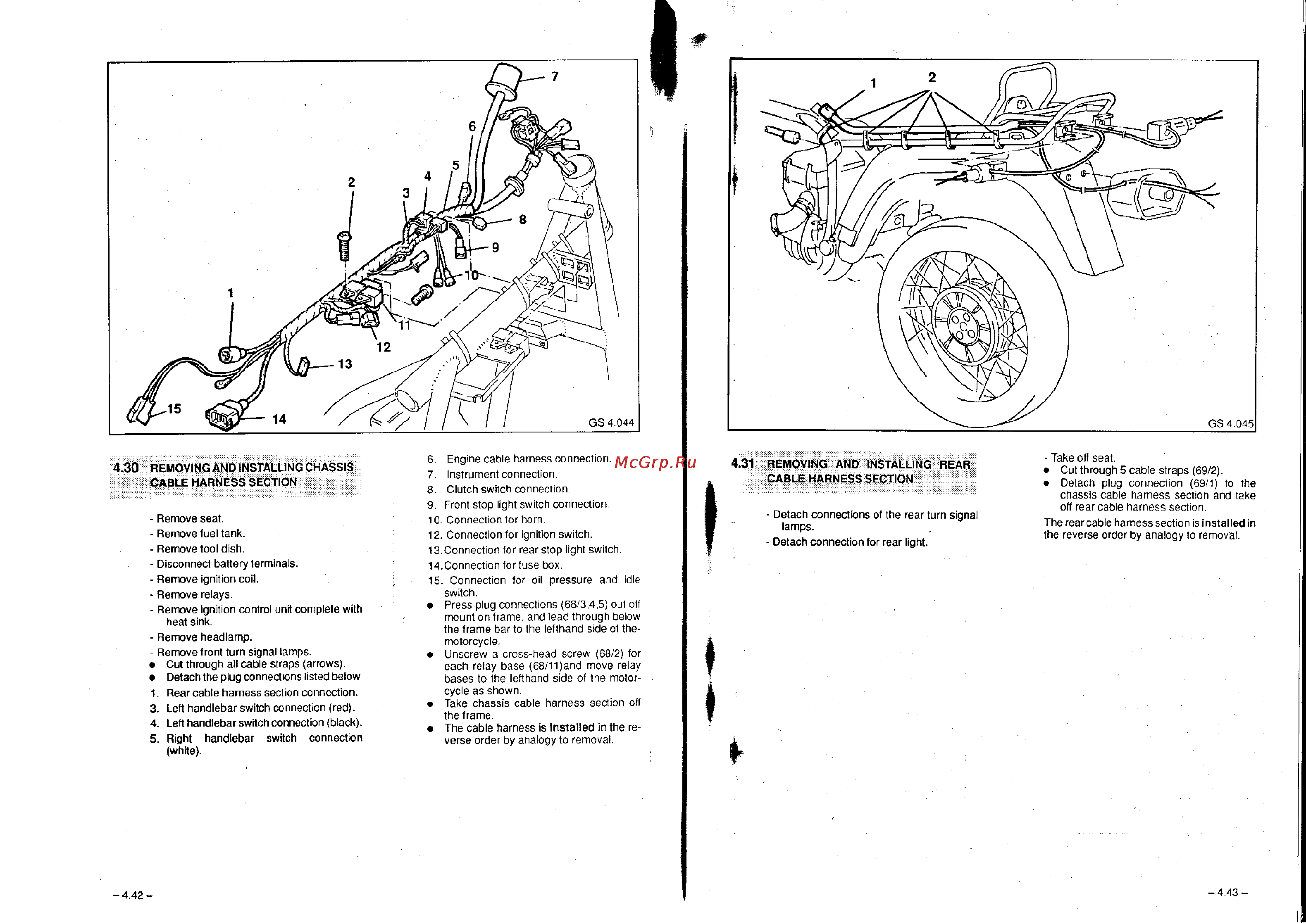 BMW R100R [54/168] Removing and installing chassis cable harness section