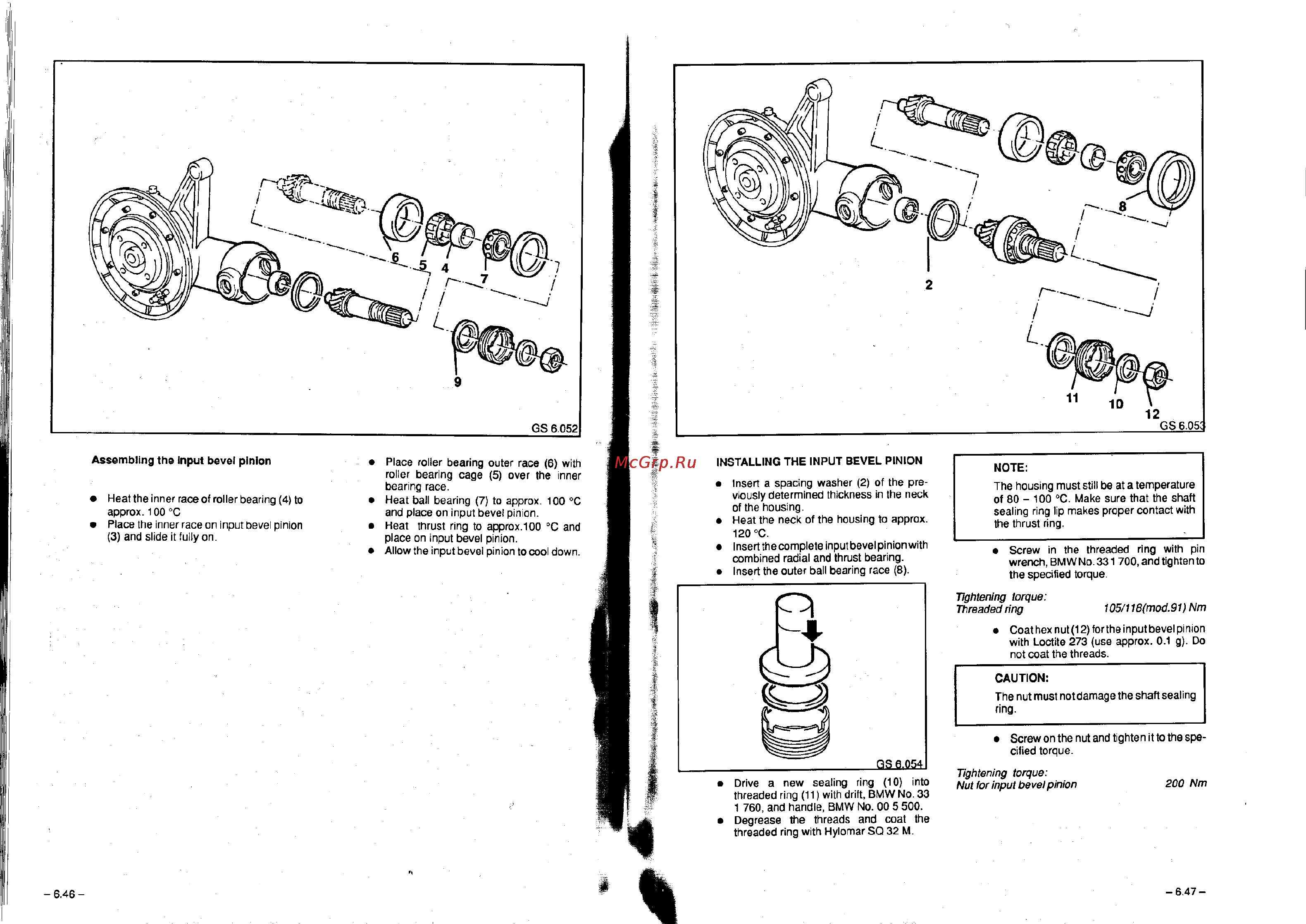 BMW R100R [94/168] Assembling the input bevel pinion installing the input bevel pinion