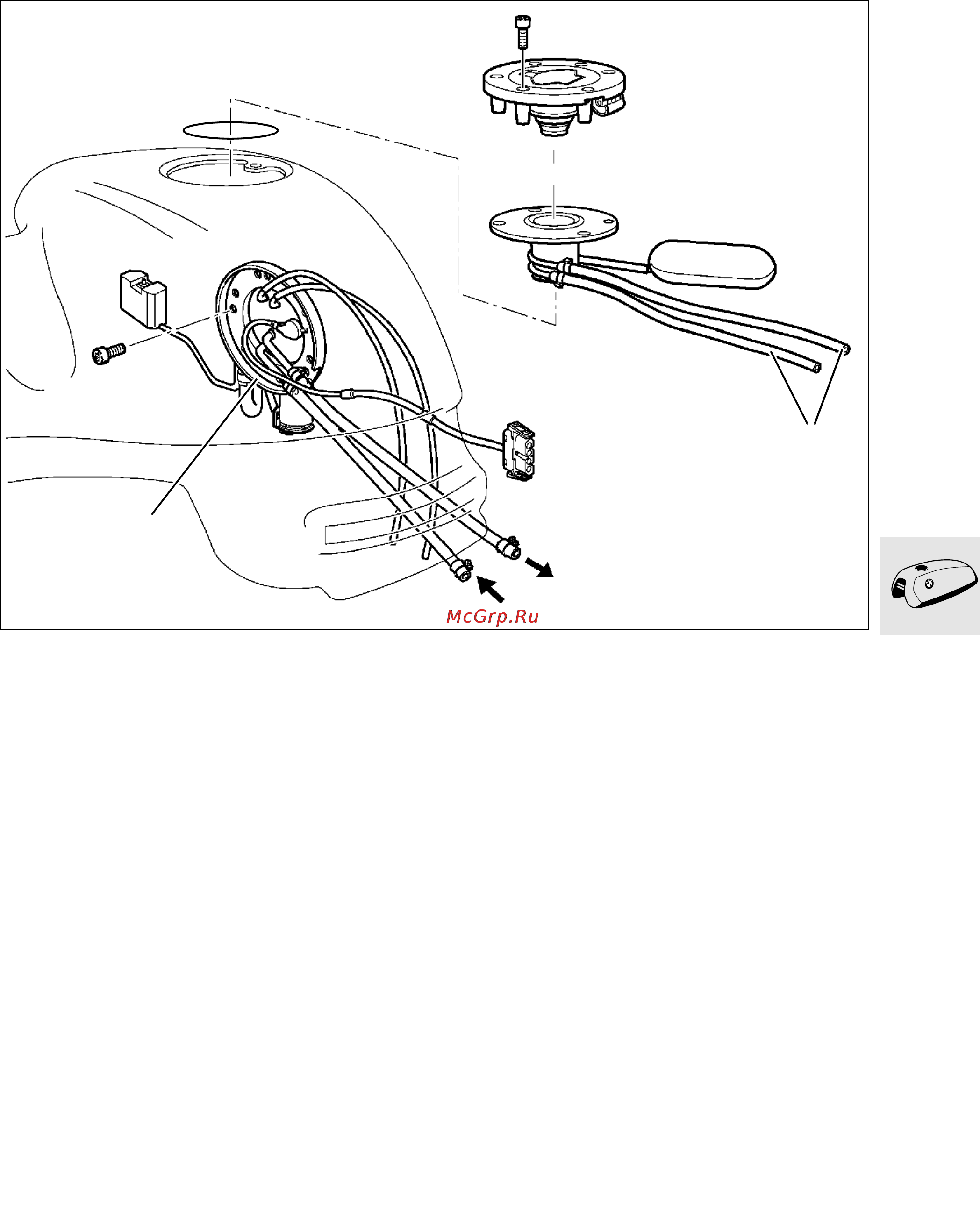 BMW R850 1100GS (2000) [182/464] Removing and installing fuel filter fuel pump and fuel level sensor