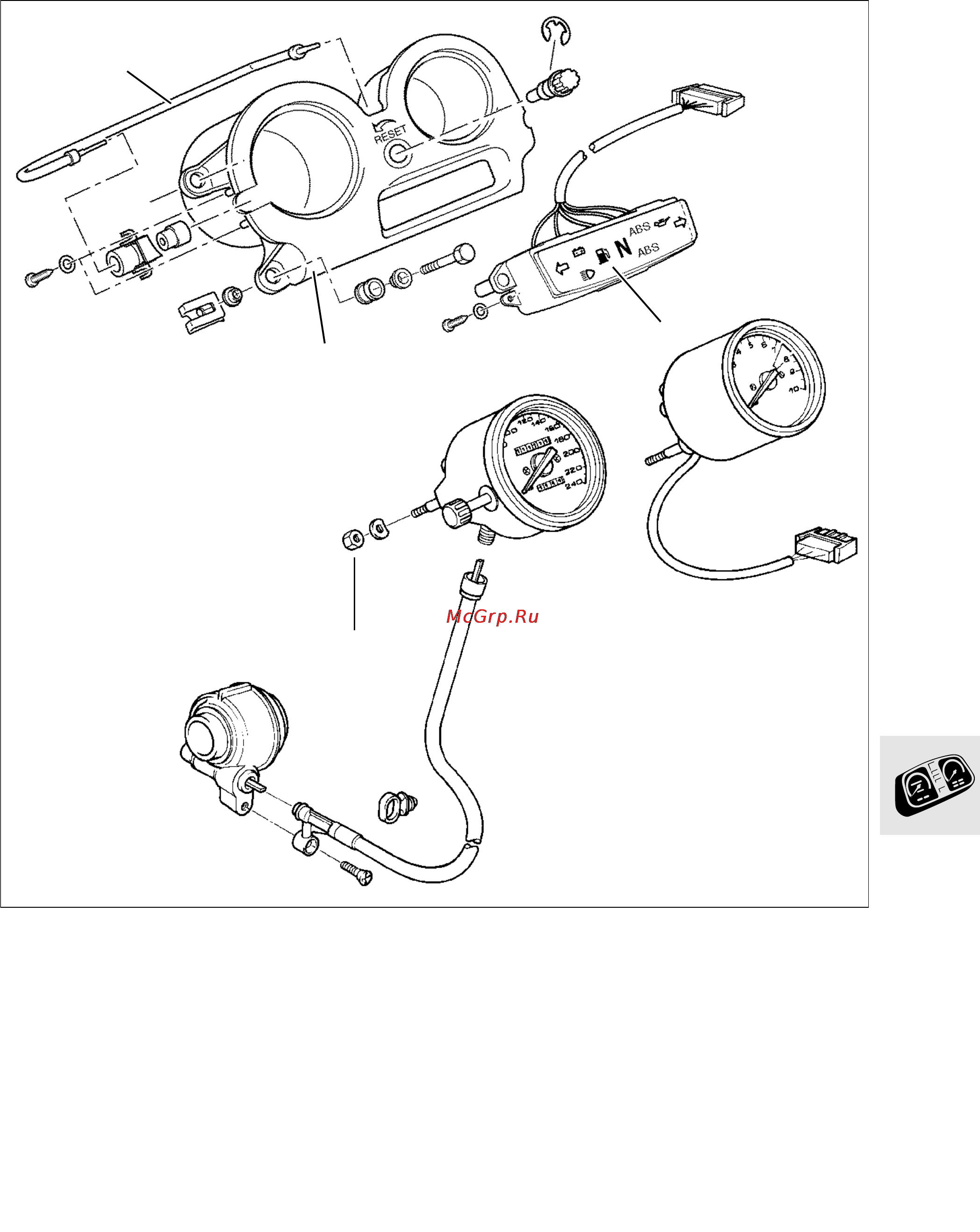 BMW K1100RT (2000) [451/464] Rt dismantling and assembling instrument cluster