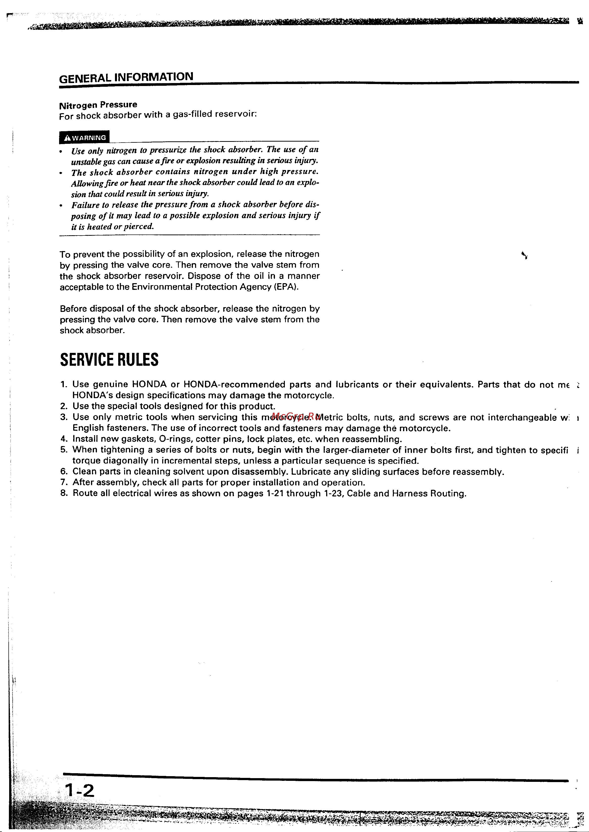 Honda XR250R (2005) [6/300] Service rules