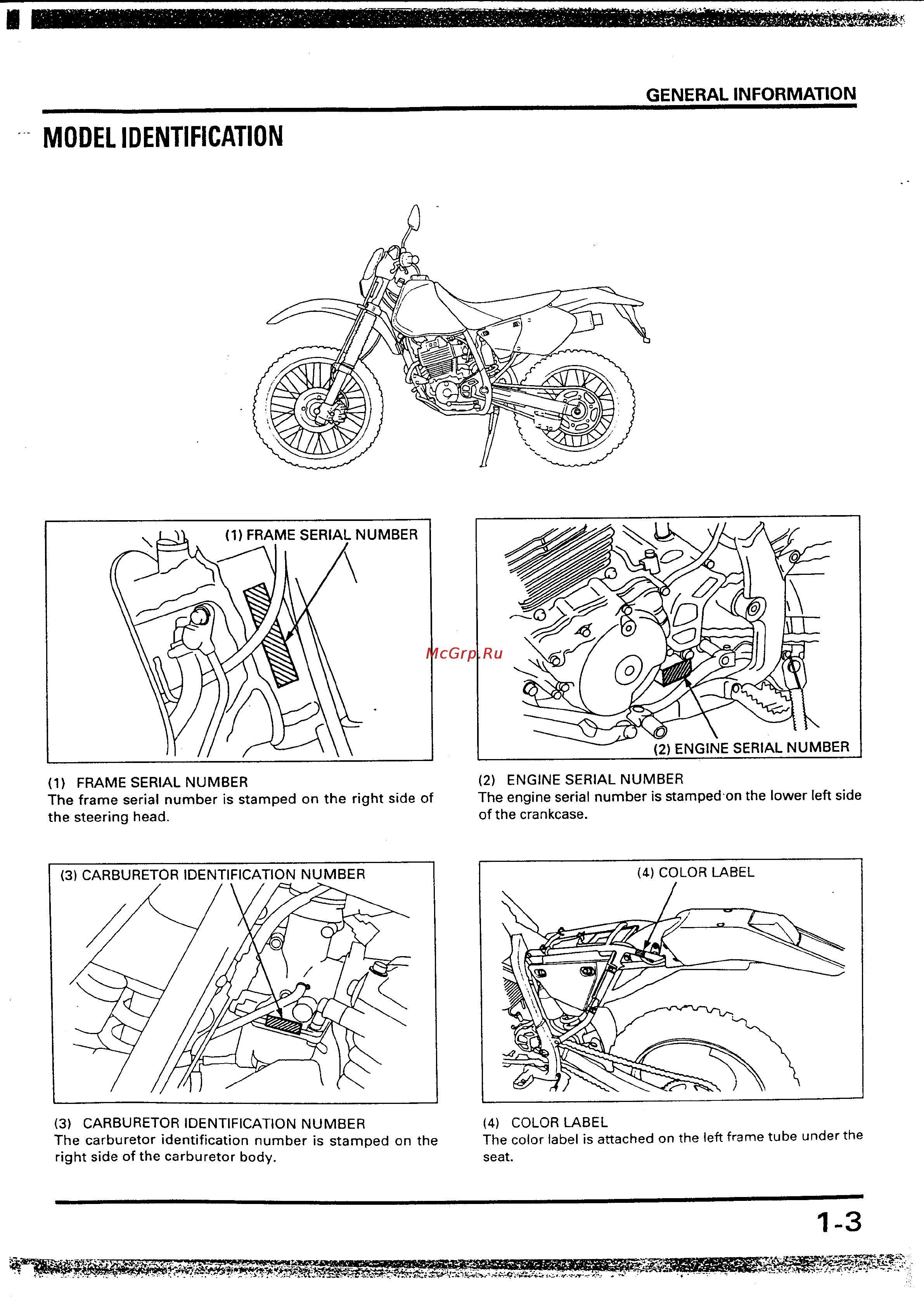 Honda XR250R (2005) [7/300] Model identification