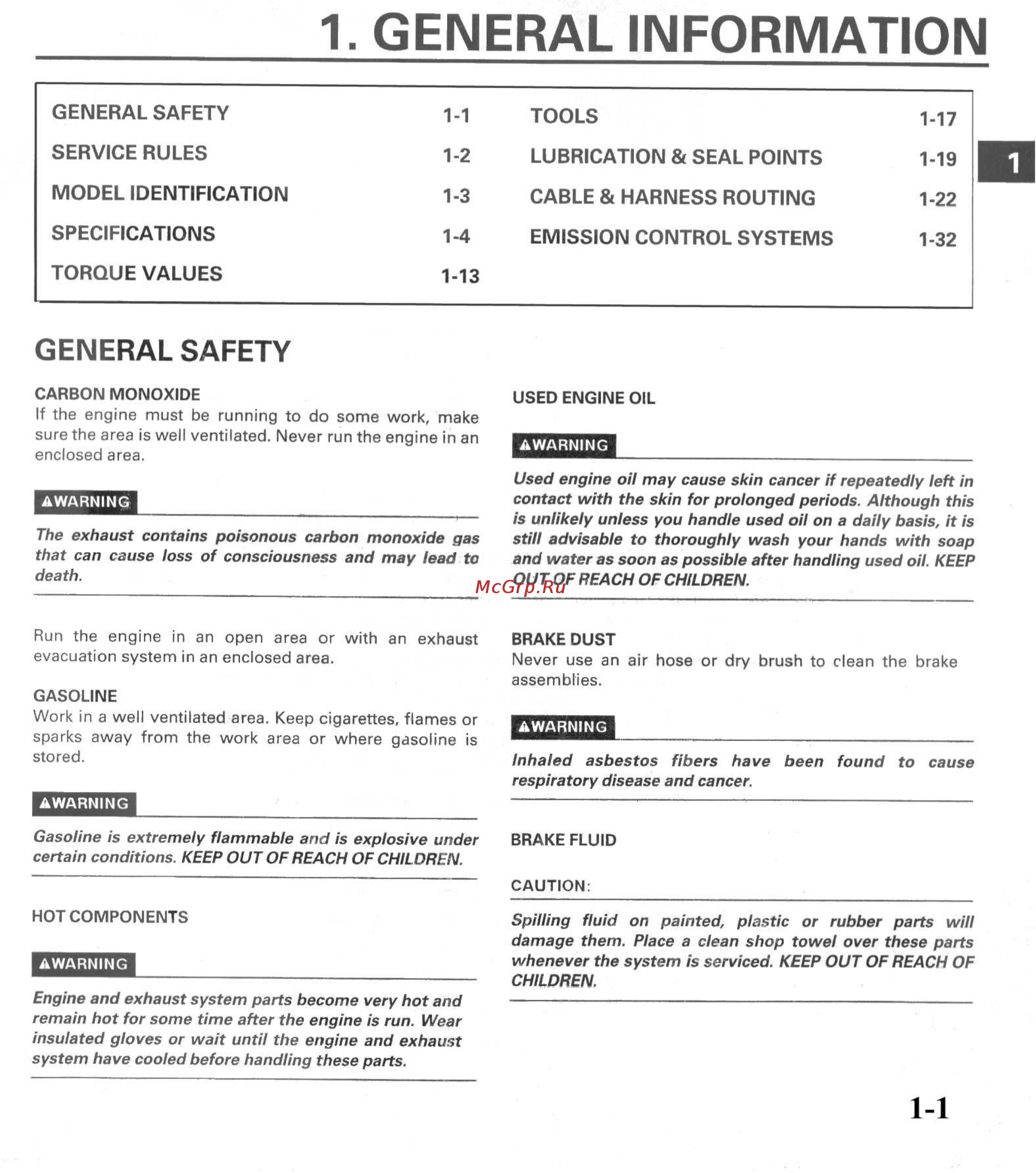 Honda HORNET CB600FW (1996) [5/372] General safety 1 1 tools 1 17