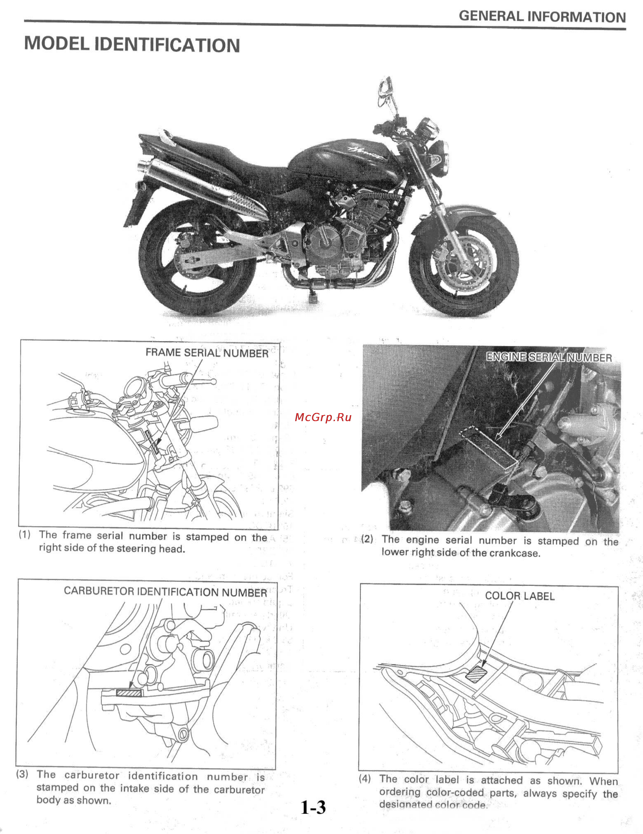 Honda HORNET CB600FW (1996) [7/372] Model identification
