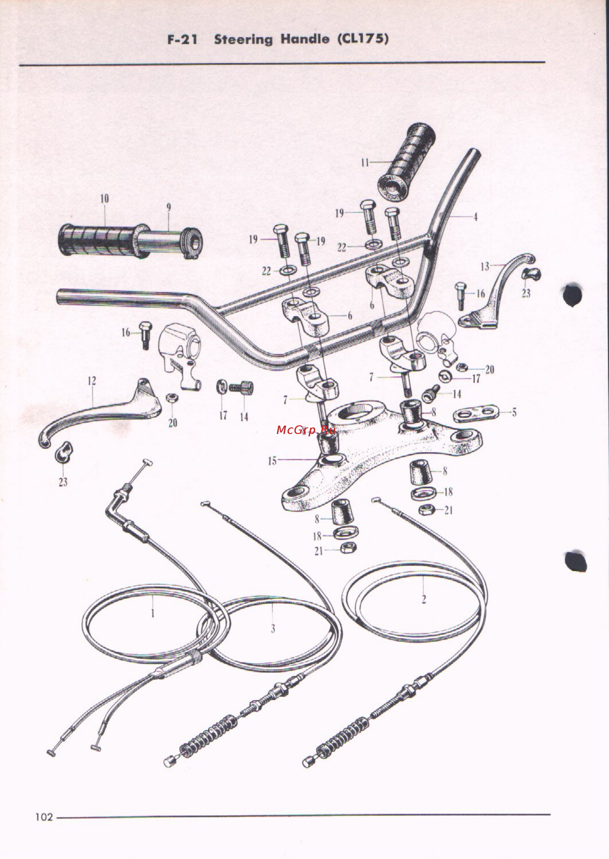 Honda CD175 CB175 CL175 [114/181] F 21 steering handle cl175