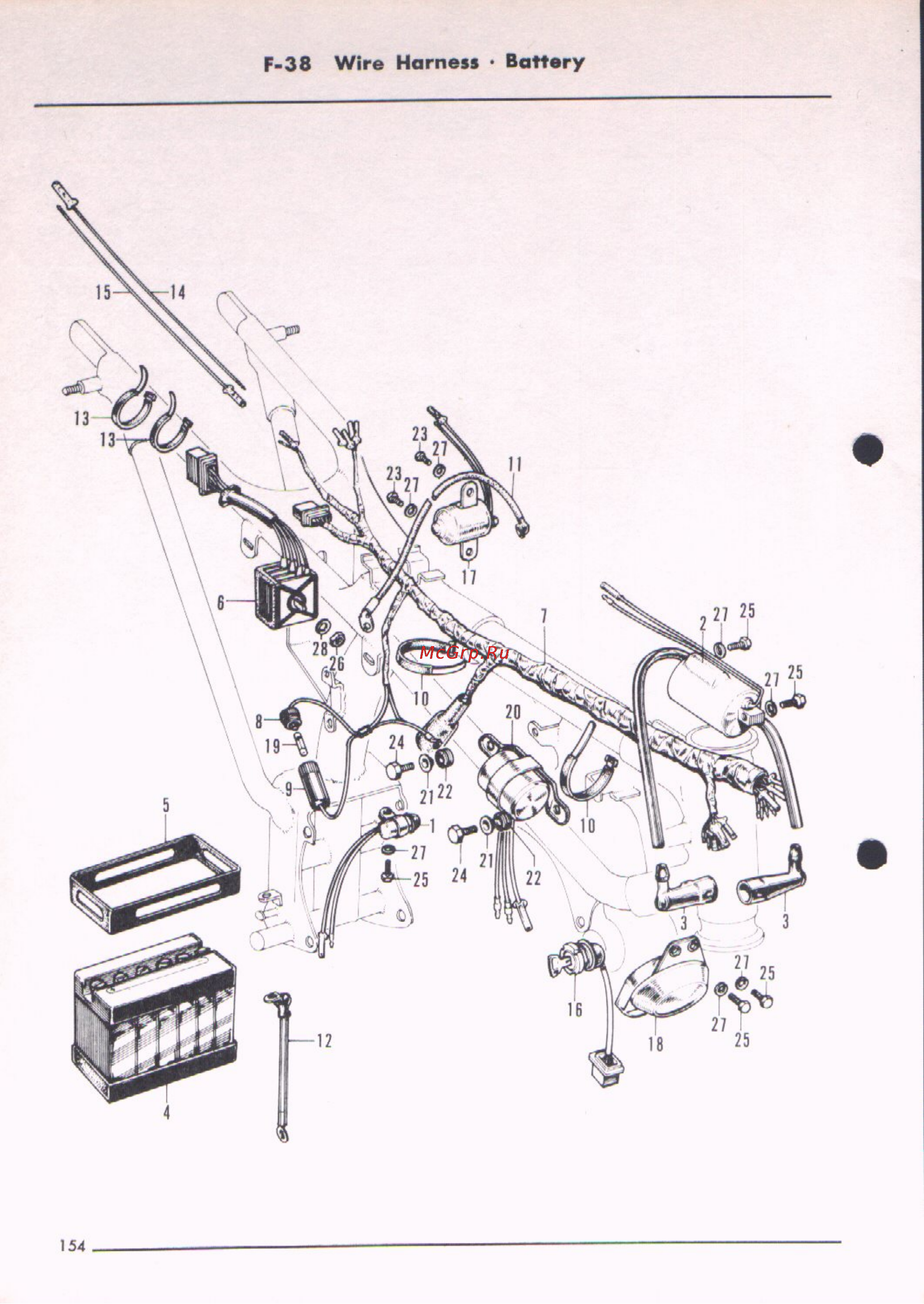 Honda CD175 CB175 CL175 [168/181] F 38 wire harness battery