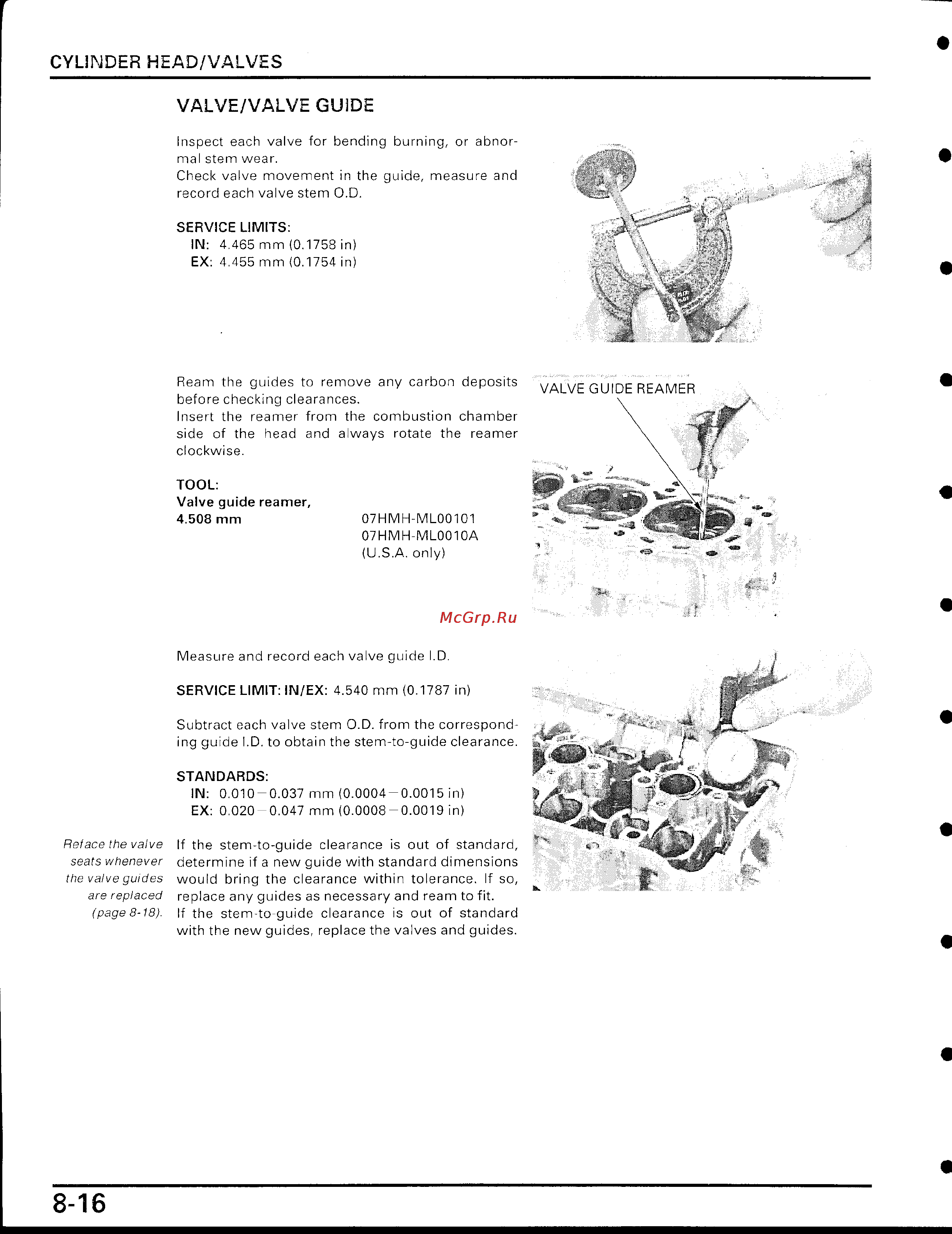 Honda CBR929RR [271/488] Replace any guides as necessary and ream to fi