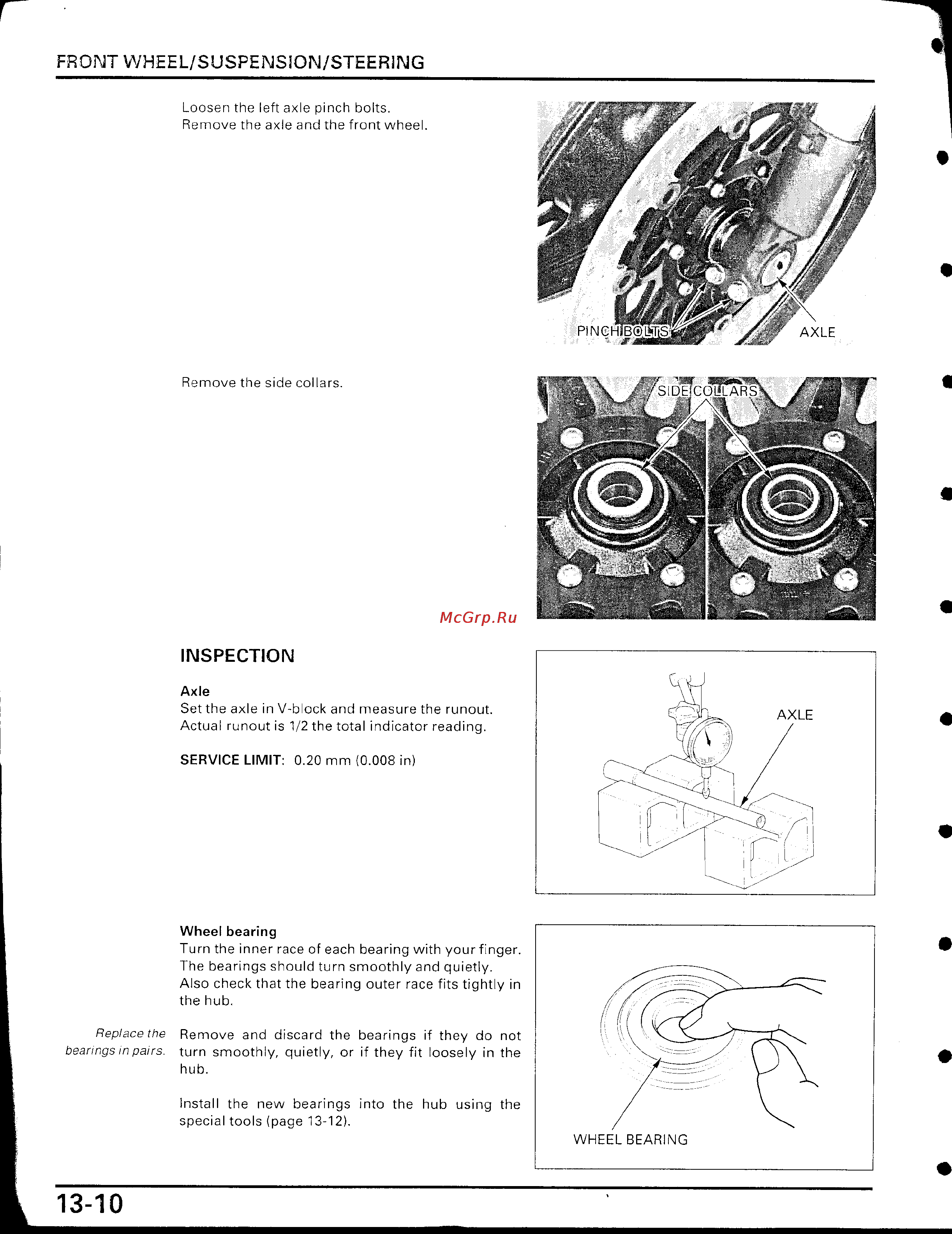 Honda CBR929RR [353/488] Turn the inner race of each bearing with your finge