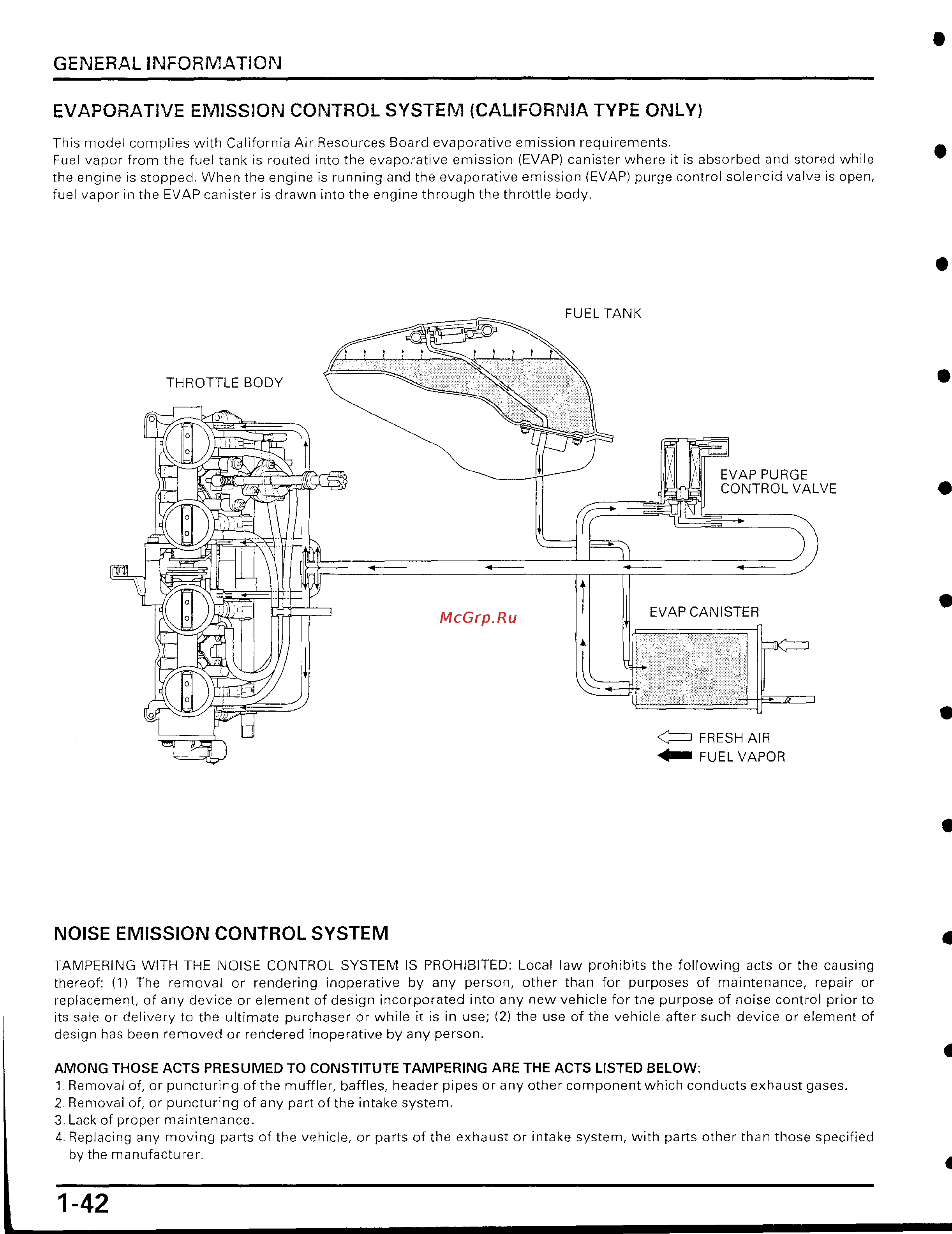 Honda CBR929RR [42/488] Fuel vapor in the evap canister is drawn into the engine through the throttle body