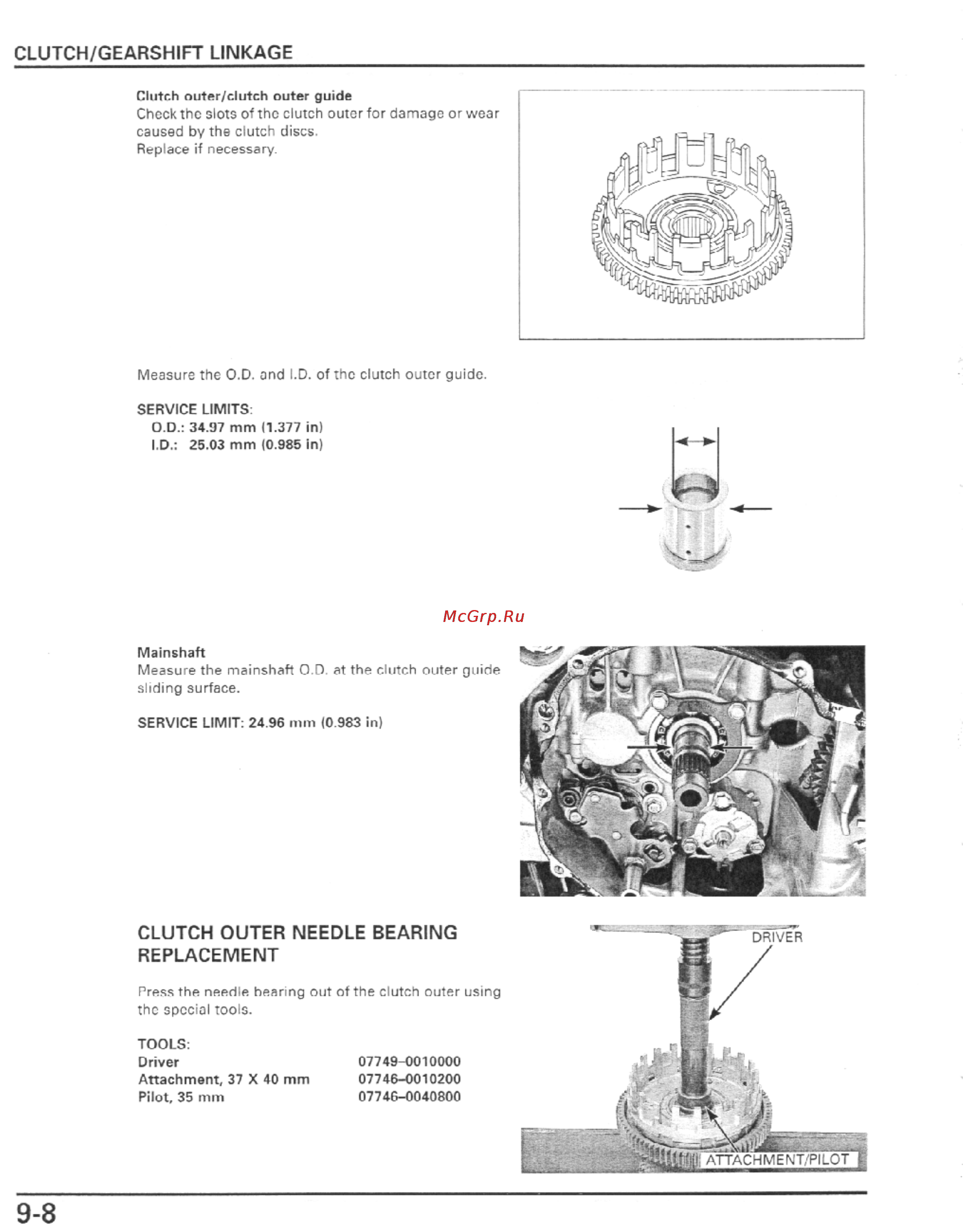 Honda CBR600F4I (2001-2003) [281/492] Clutch outer needle bearing replacement