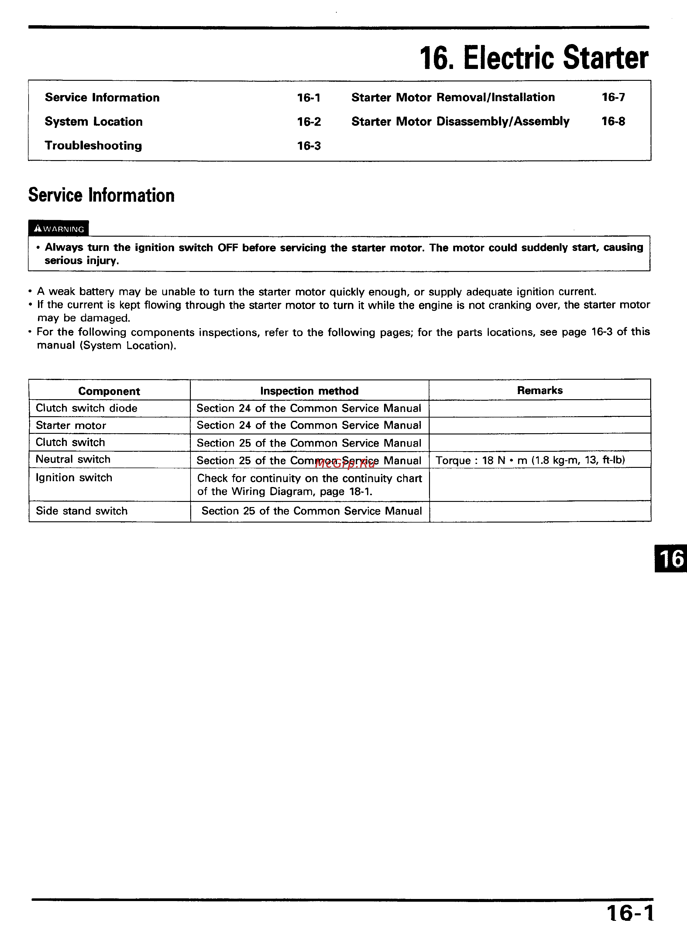 Honda CBR1000F (1992-1995) [229/421] Section 16 electric starter
