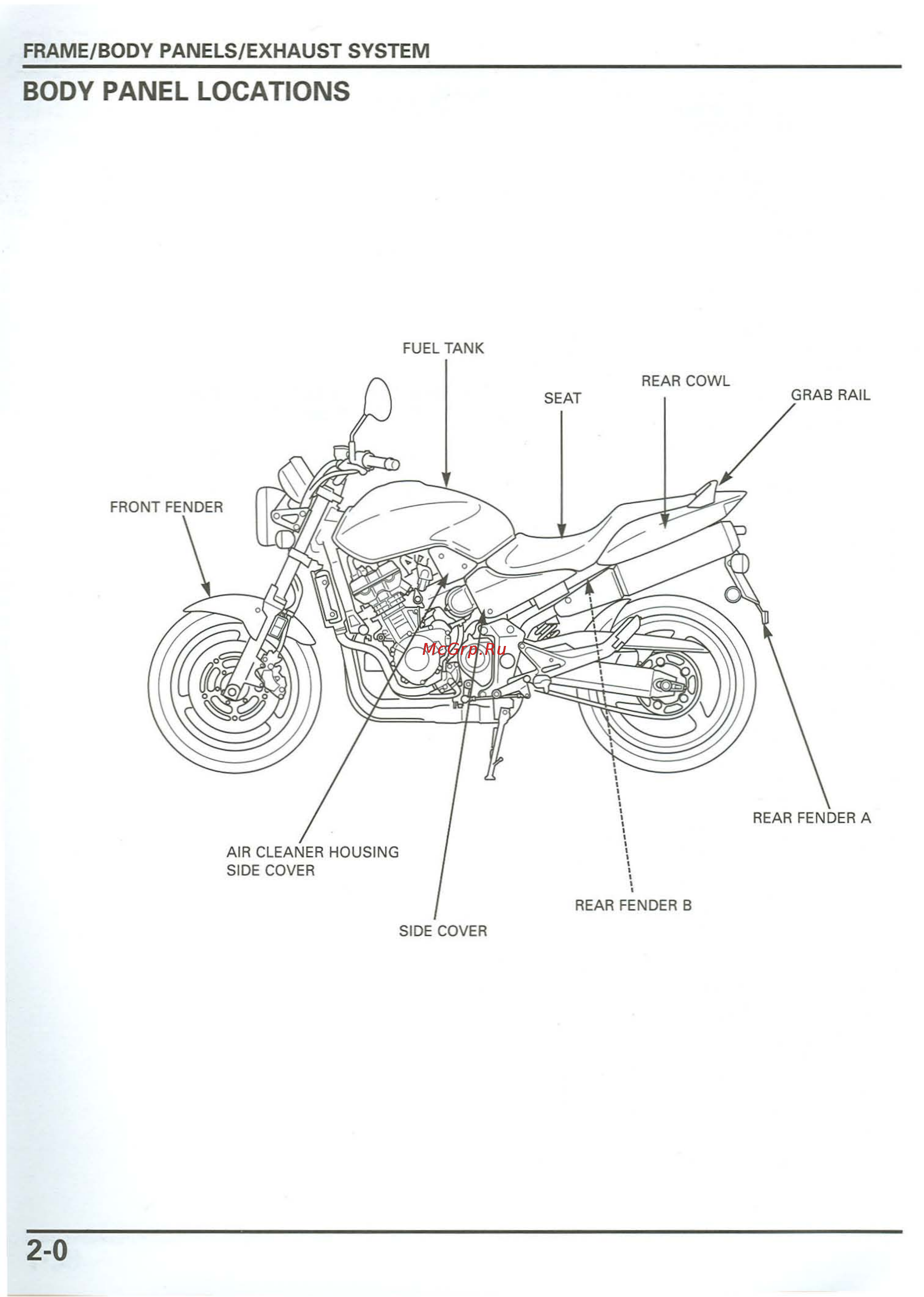Honda CB900F 919 (2001) [43/432] Frame body panels exhaust system