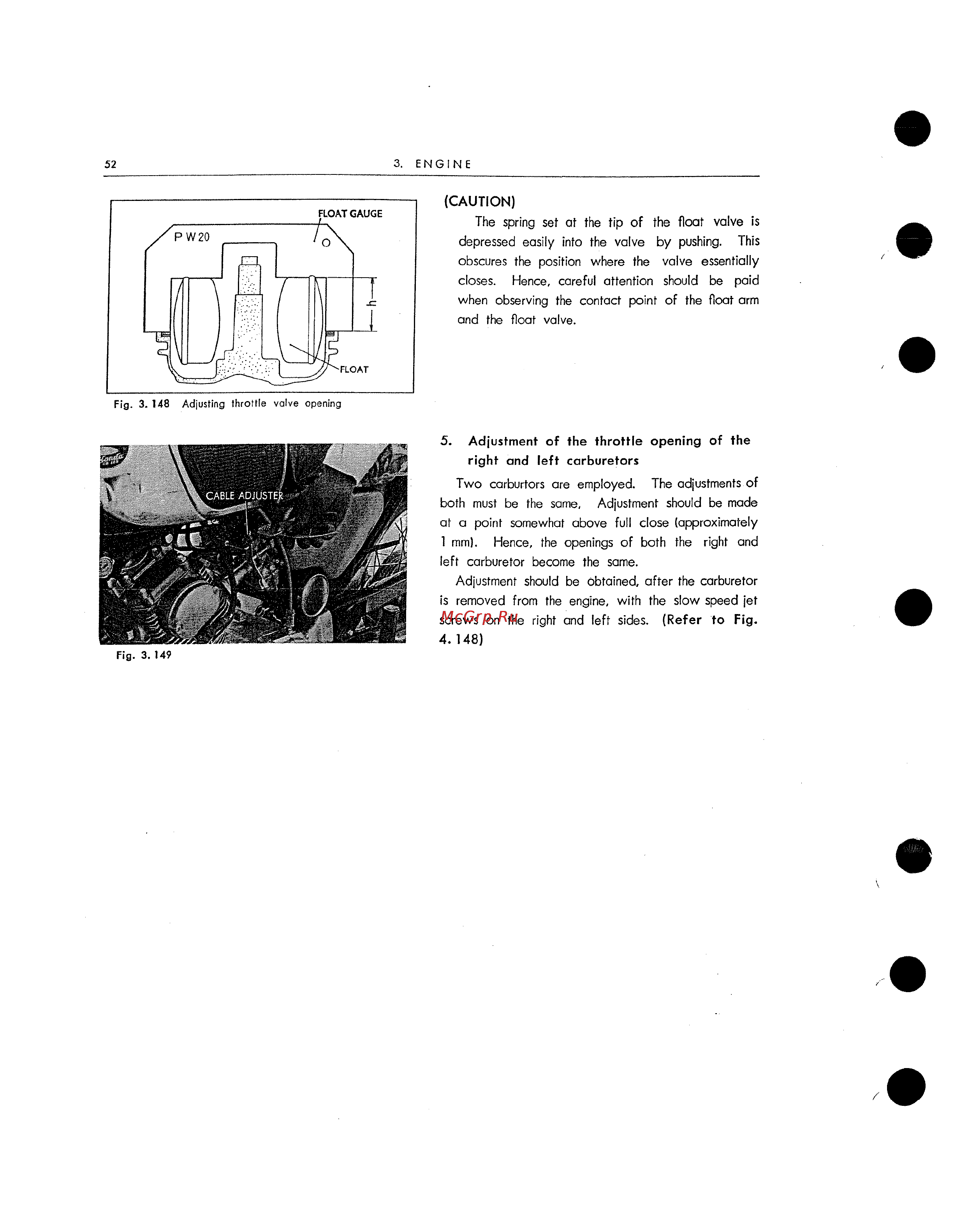 Honda CB125 CB160 (1972) [58/139] Adjustment of the throttle opening of the