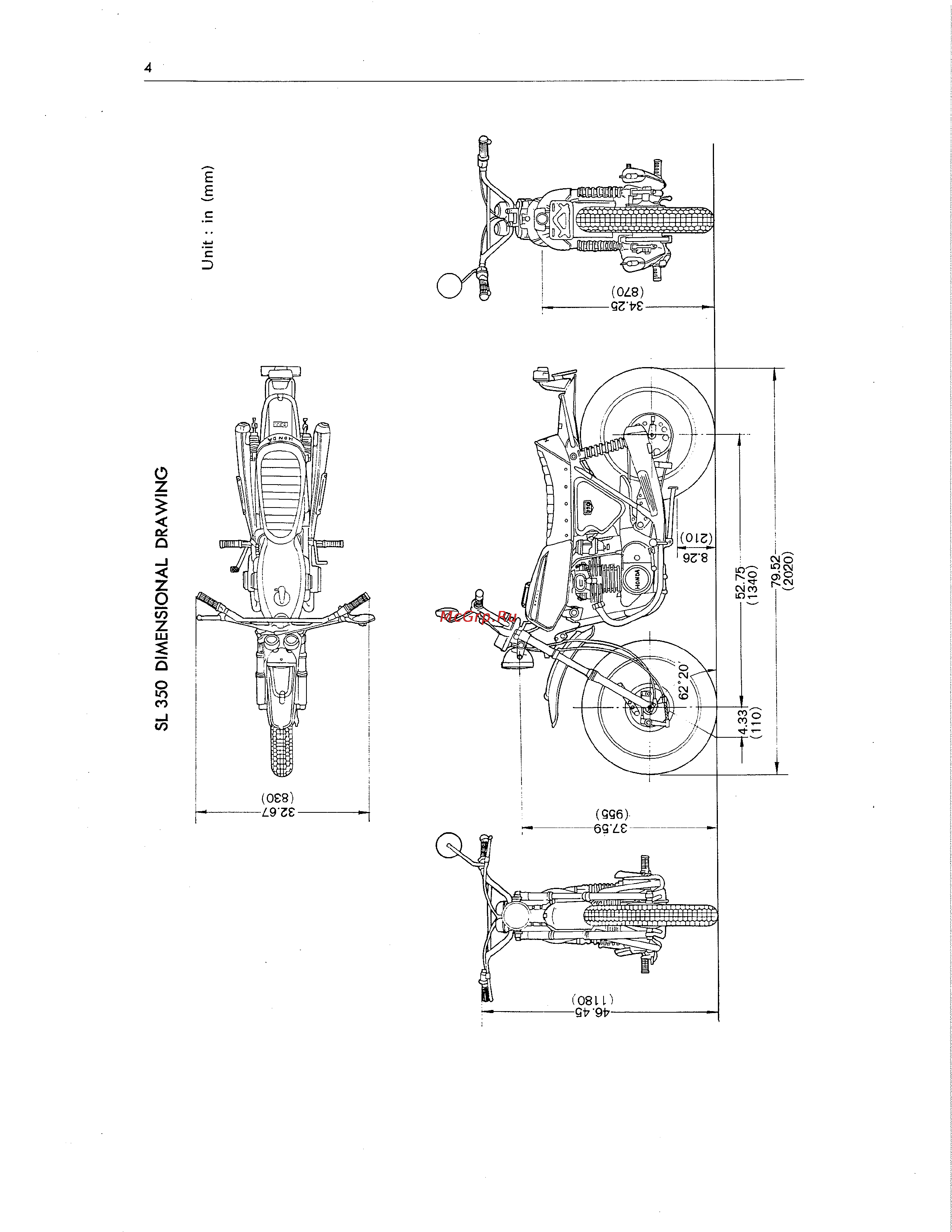 Honda CB350 CL350 [201/219] Unit in mm