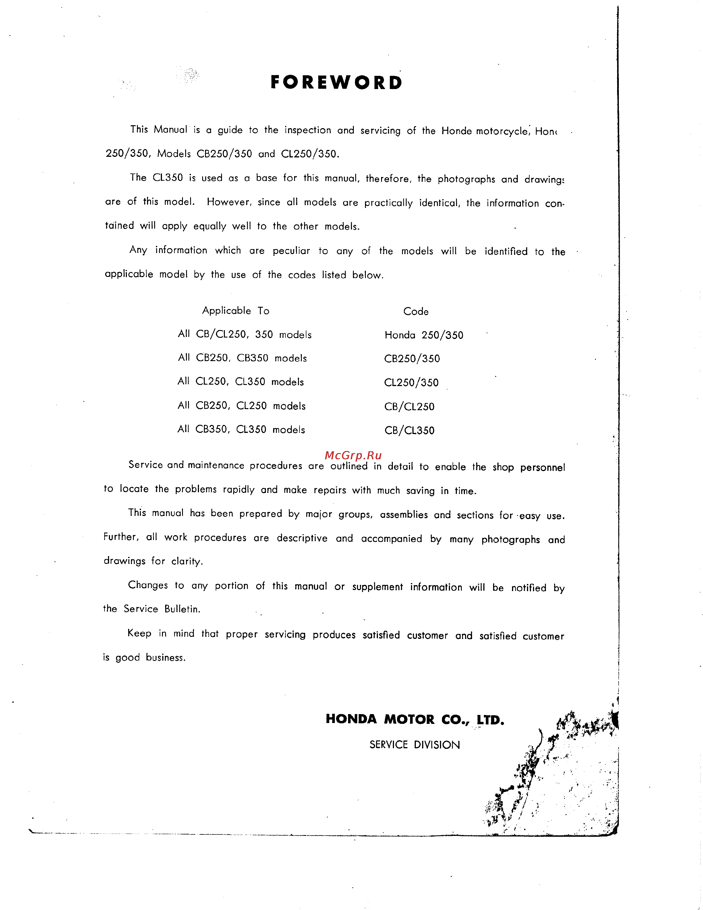 Honda CB250 CL250 [3/219] Foreword