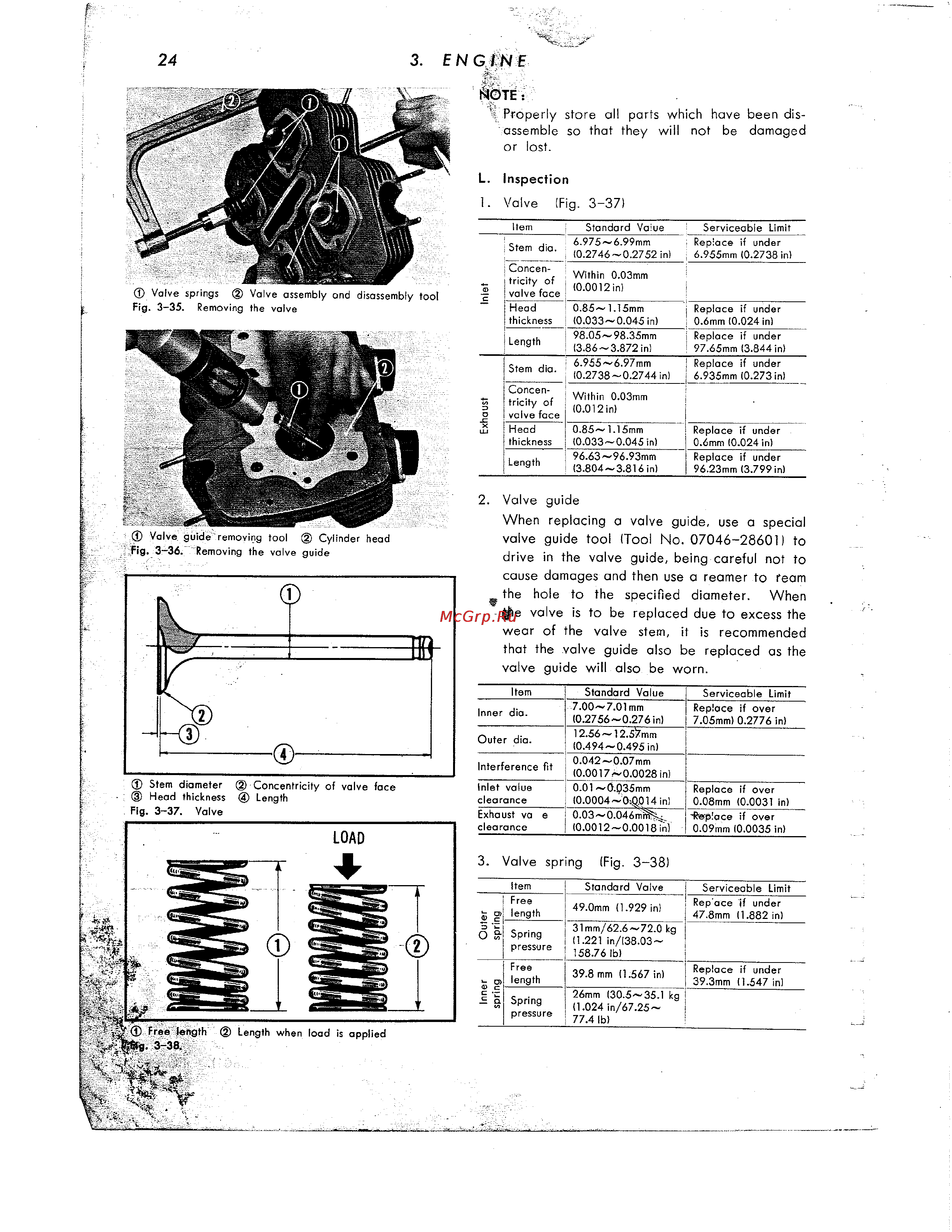 Honda CB350 CL350 [35/219] Valve spring fig 3 38