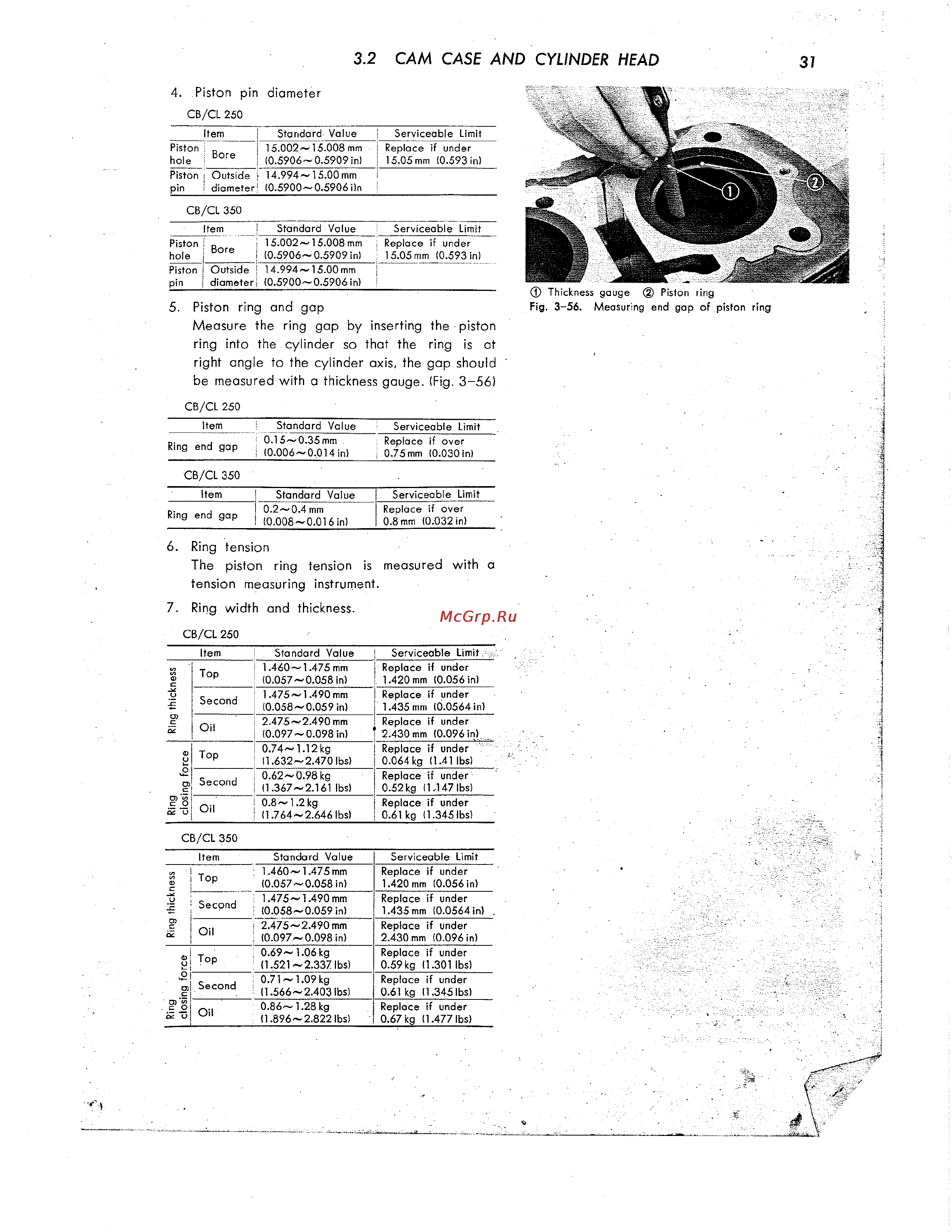 Honda CB350 CL350 [42/219] Cam case and cylinder head 31
