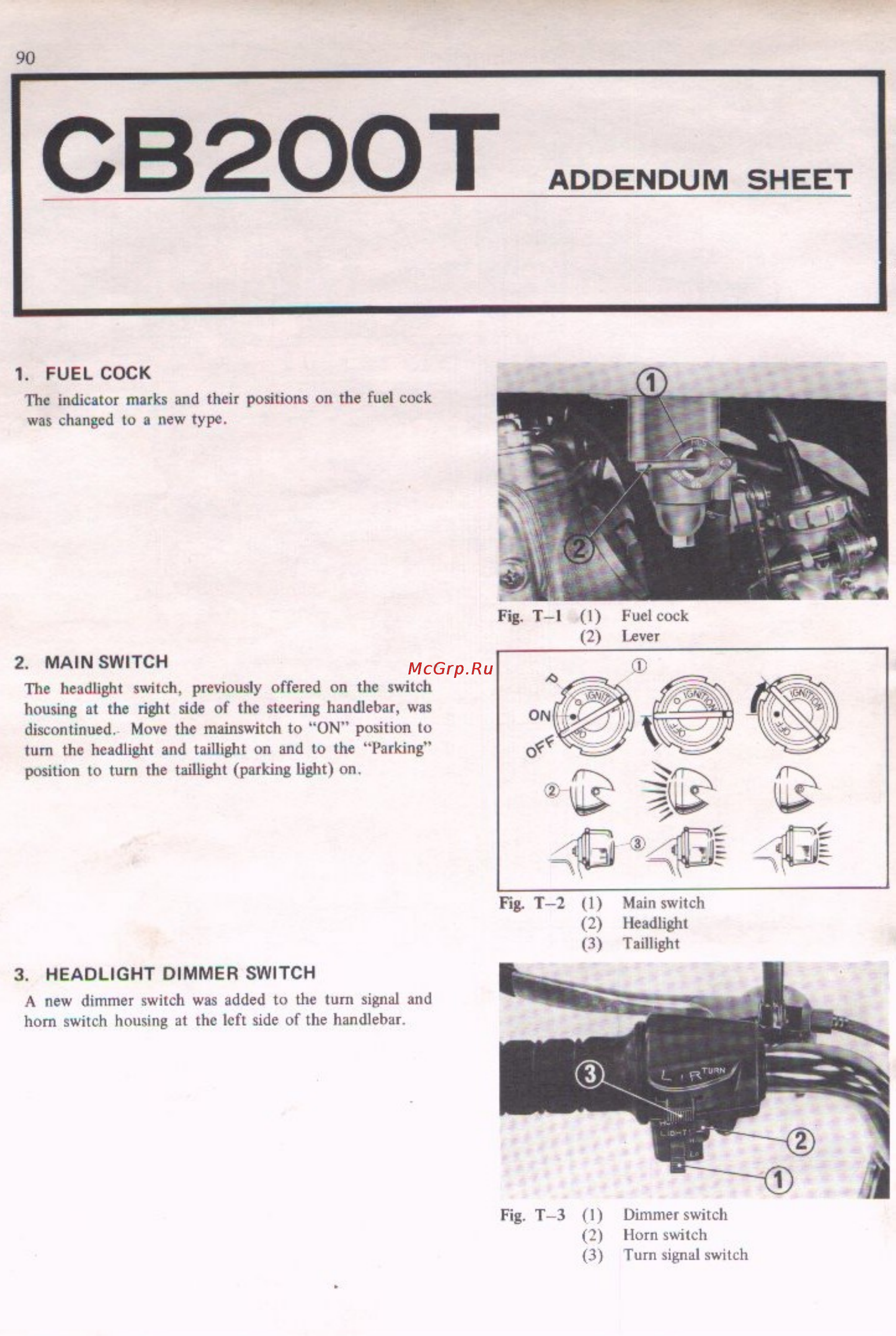 Honda CB200 (1974) [94/98] Addendum sheet