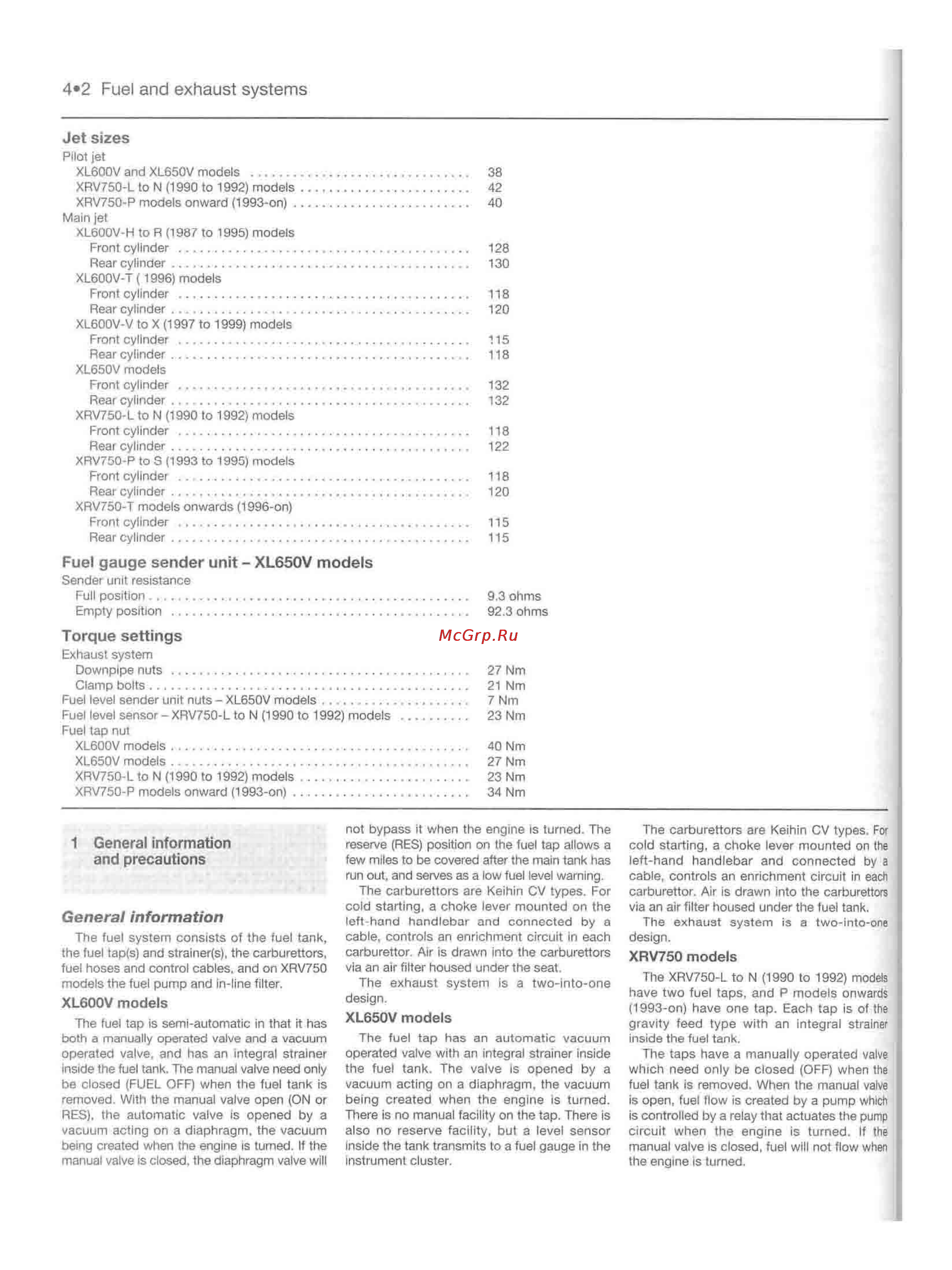 Honda TRANSALP XL600-650V (1987-2002) [129/291] 2 fuel and exhaust systems