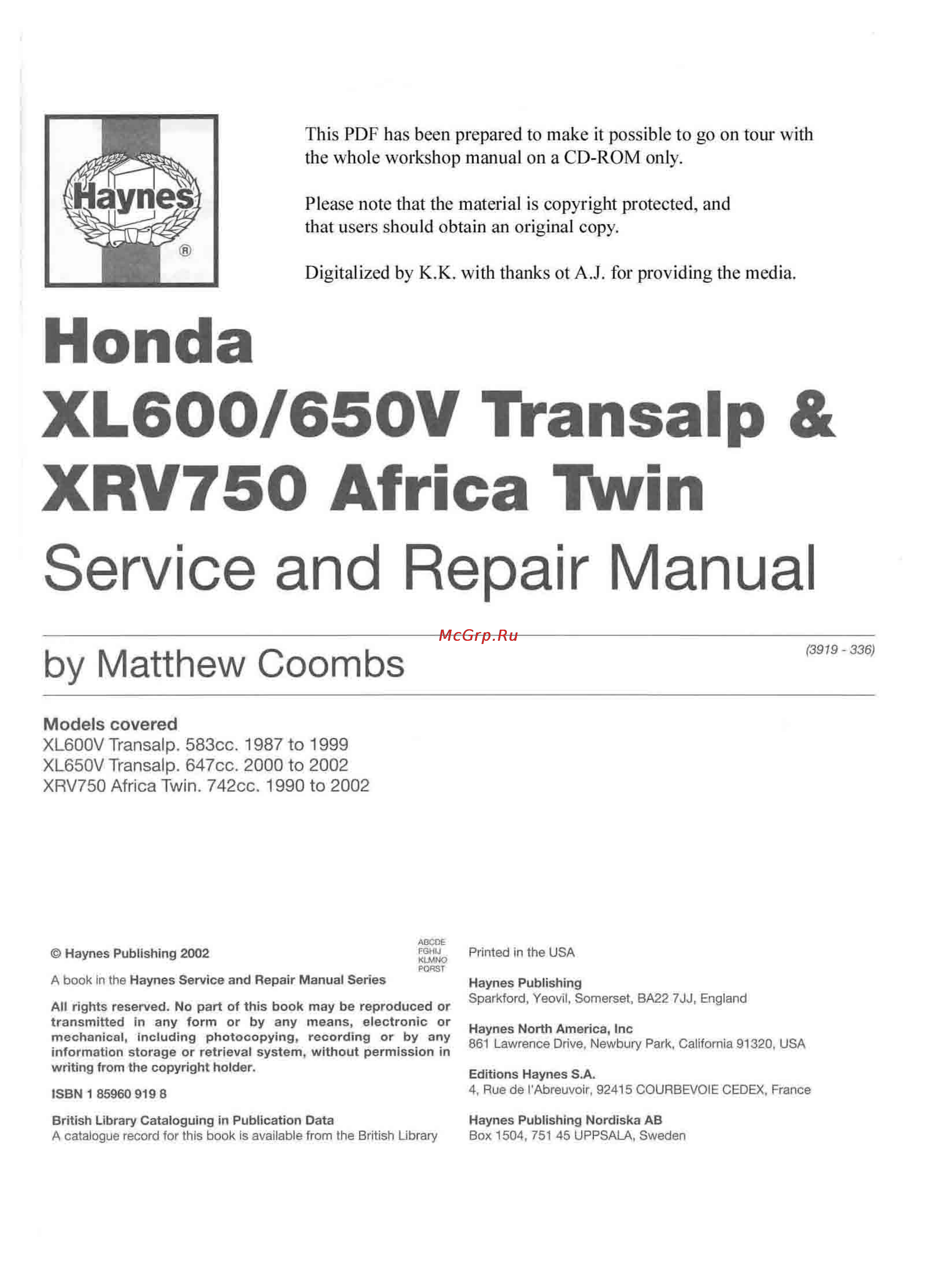 Honda TRANSALP XL600-650V (1987-2002) [2/291] Honda xl600 650v transalp xrv750 africa twin
