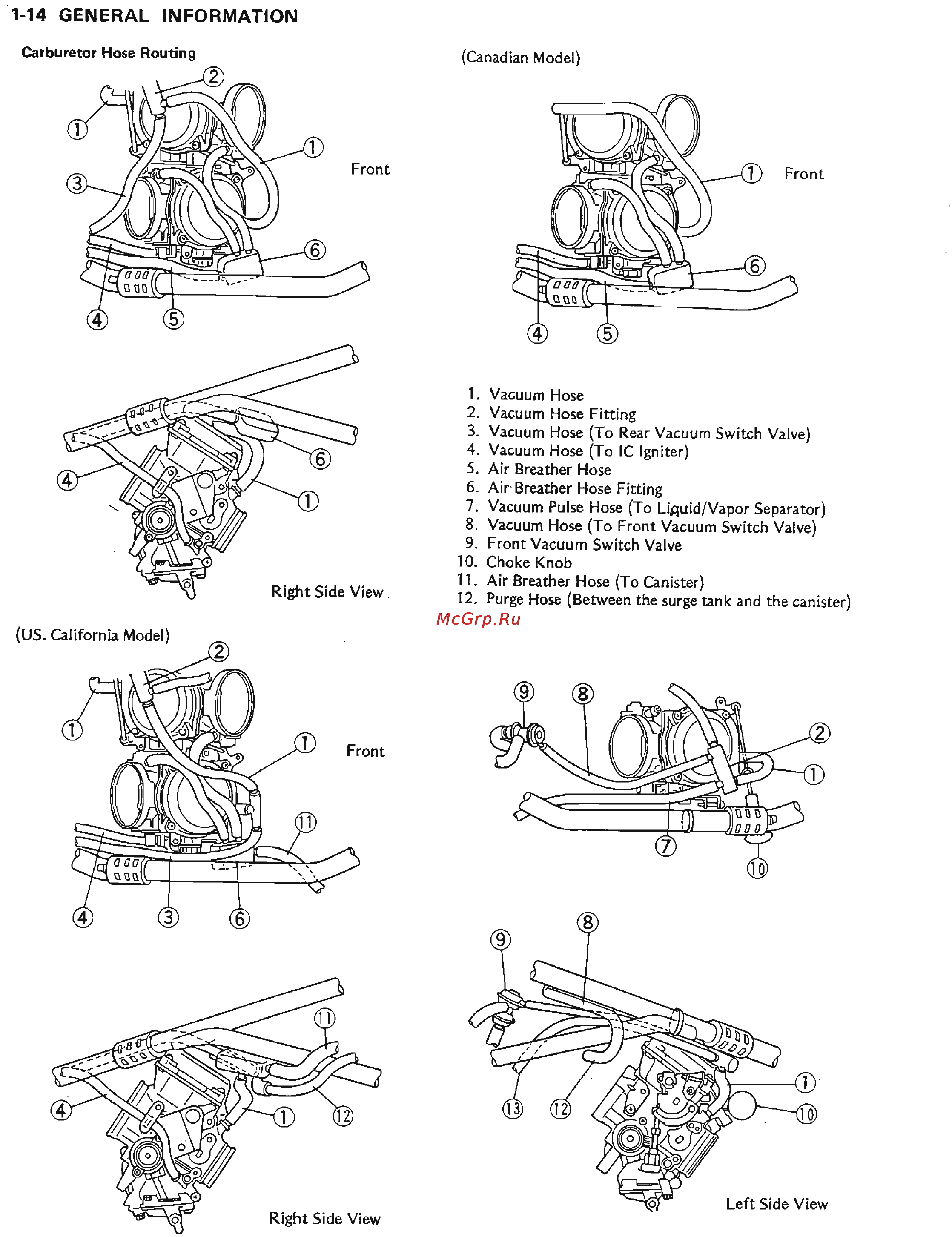 Kawasaki VN1500 (1987-1999) [23/270] Carburetor hose routing