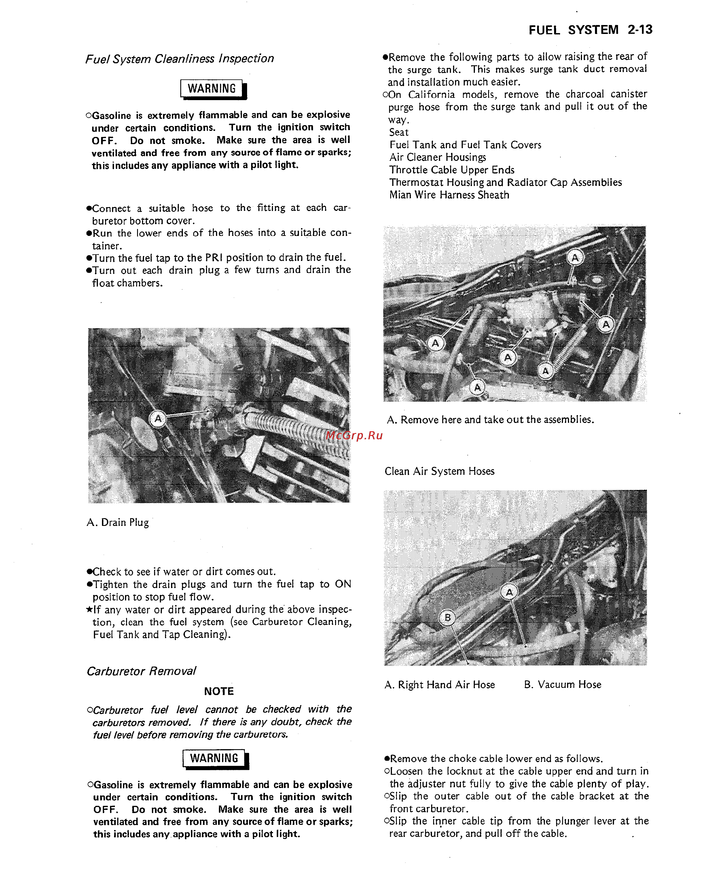 Kawasaki VULCAN VN750 (2000) [29/2395] Fuel system cleanliness inspection
