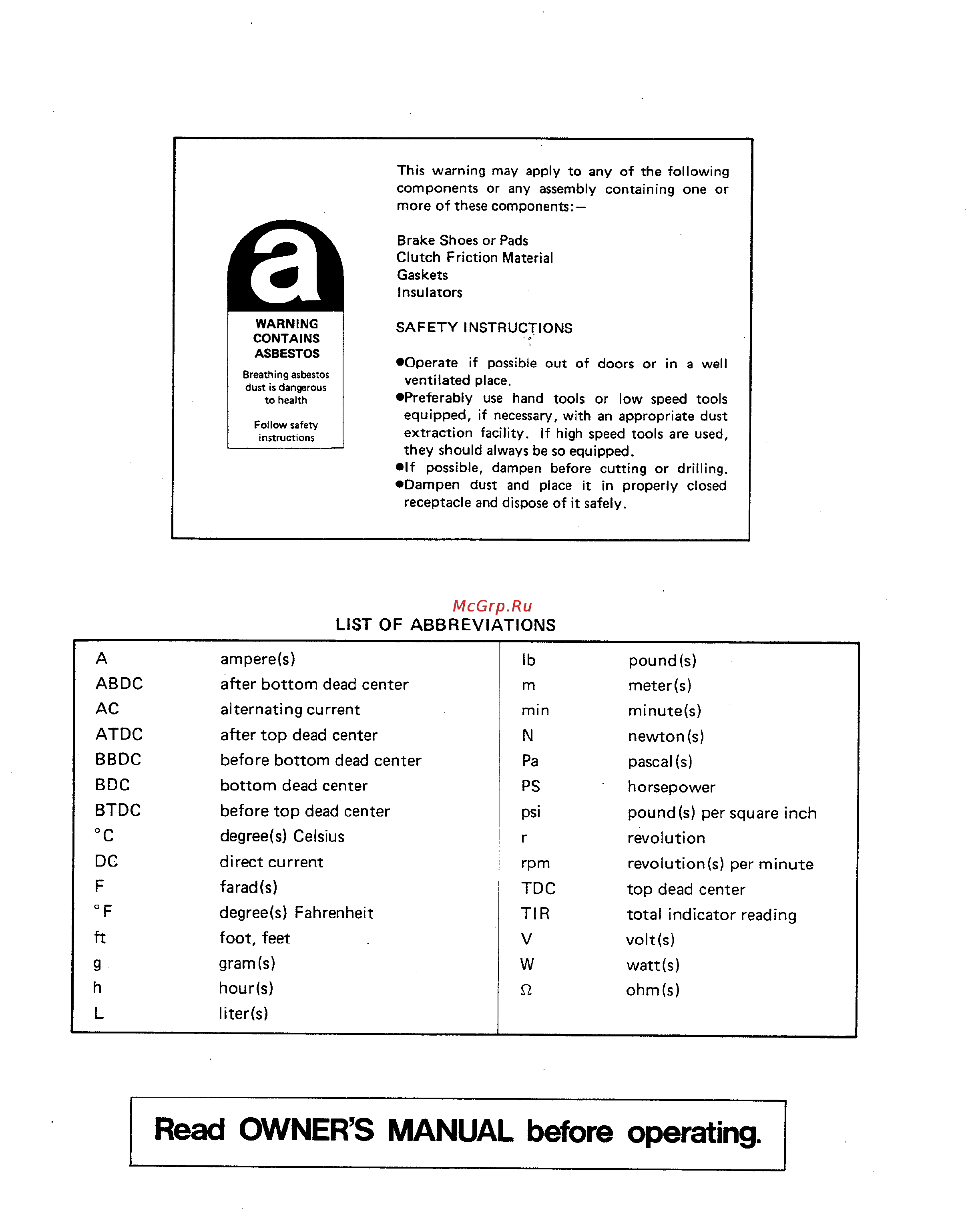 Kawasaki VULCAN VN750 (2000) [4/2395] Safety instructions list of abbreviations
