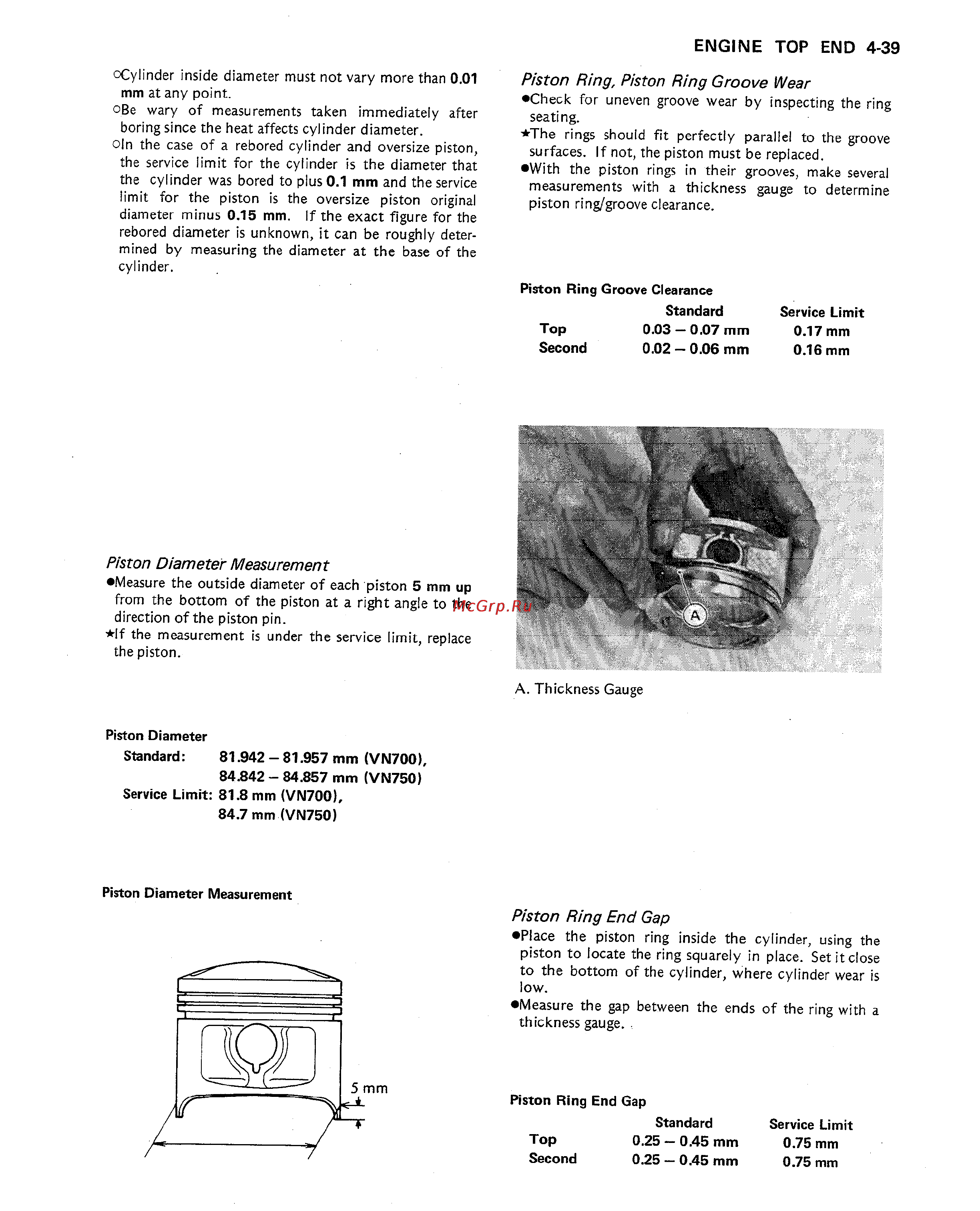 Kawasaki VULCAN VN750 (2000) [97/2395] Piston diameter measurement