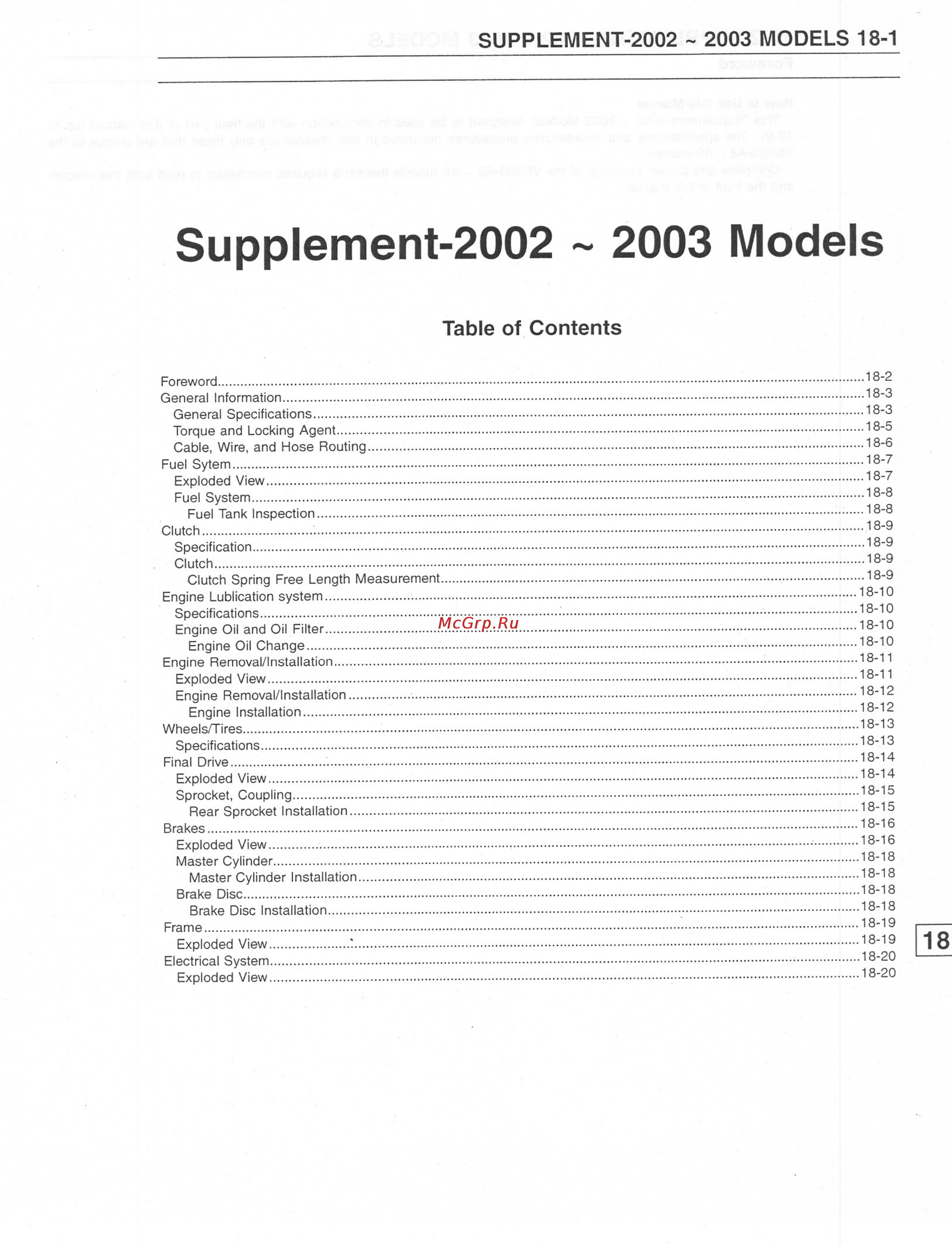 Kawasaki VN800 (1996-2004) [296/405] Supplement 2002 2003 models