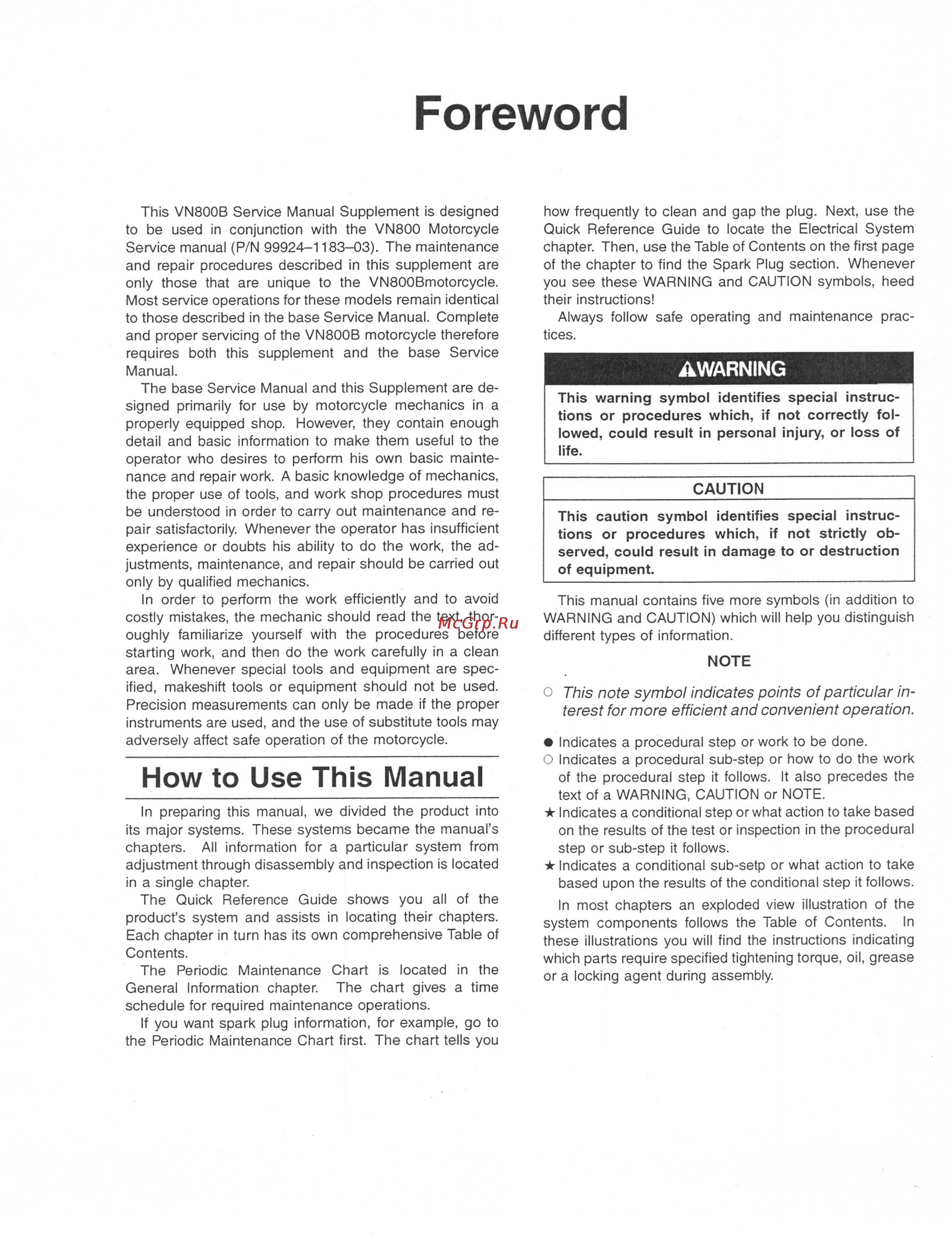 Kawasaki VN800 (1996-2004) [334/405] Foreword