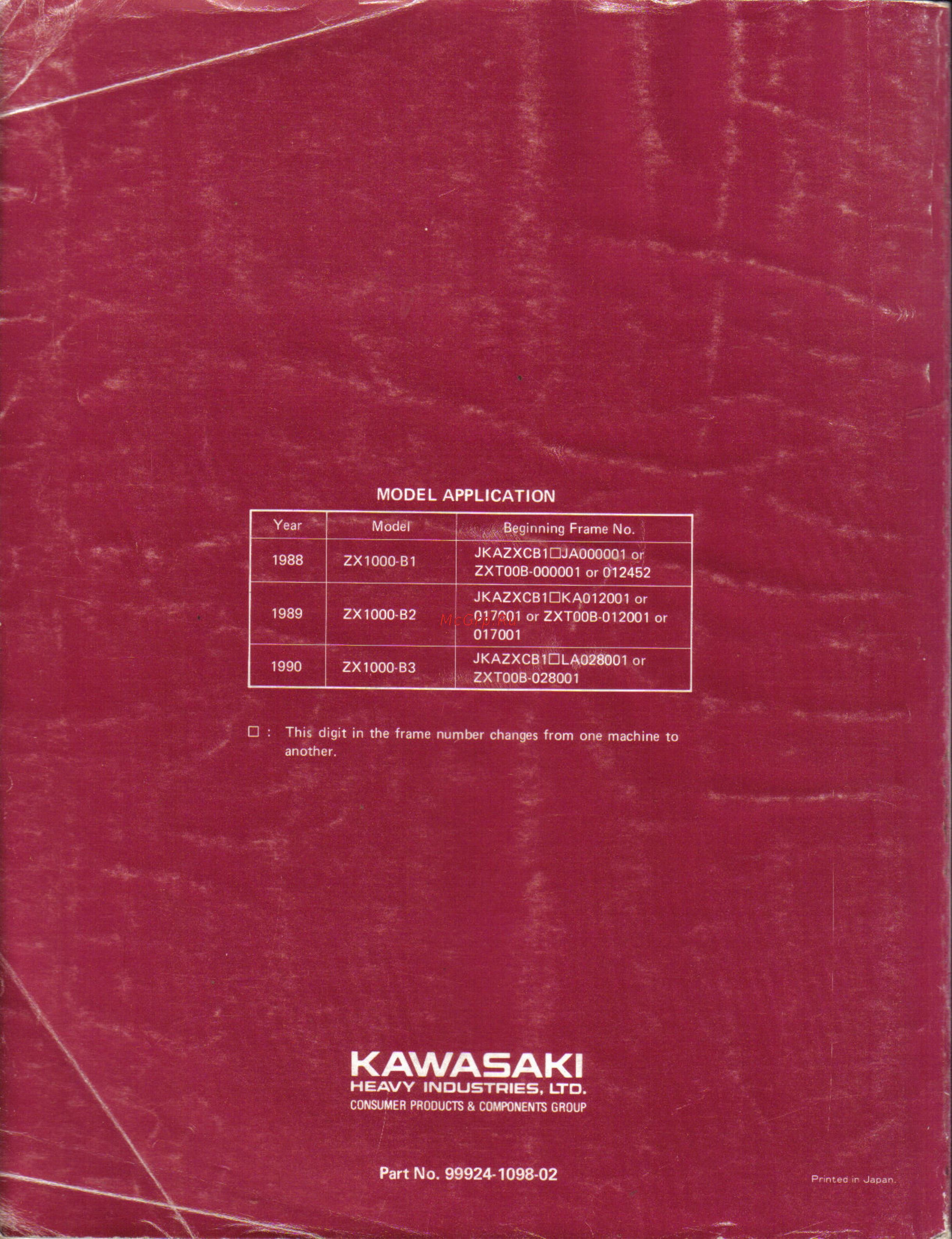 Kawasaki NINJA ZX-10 (1988-1990) [2/231] Model application
