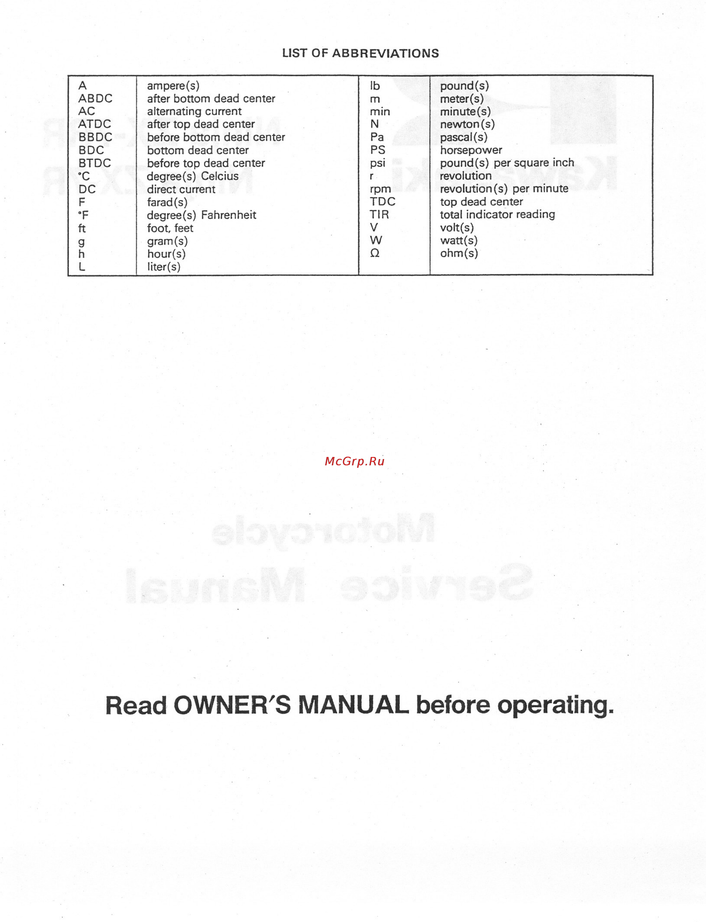 Kawasaki NINJA ZX-7RR (1997-2003) [2/364] Read owner s manual before operating
