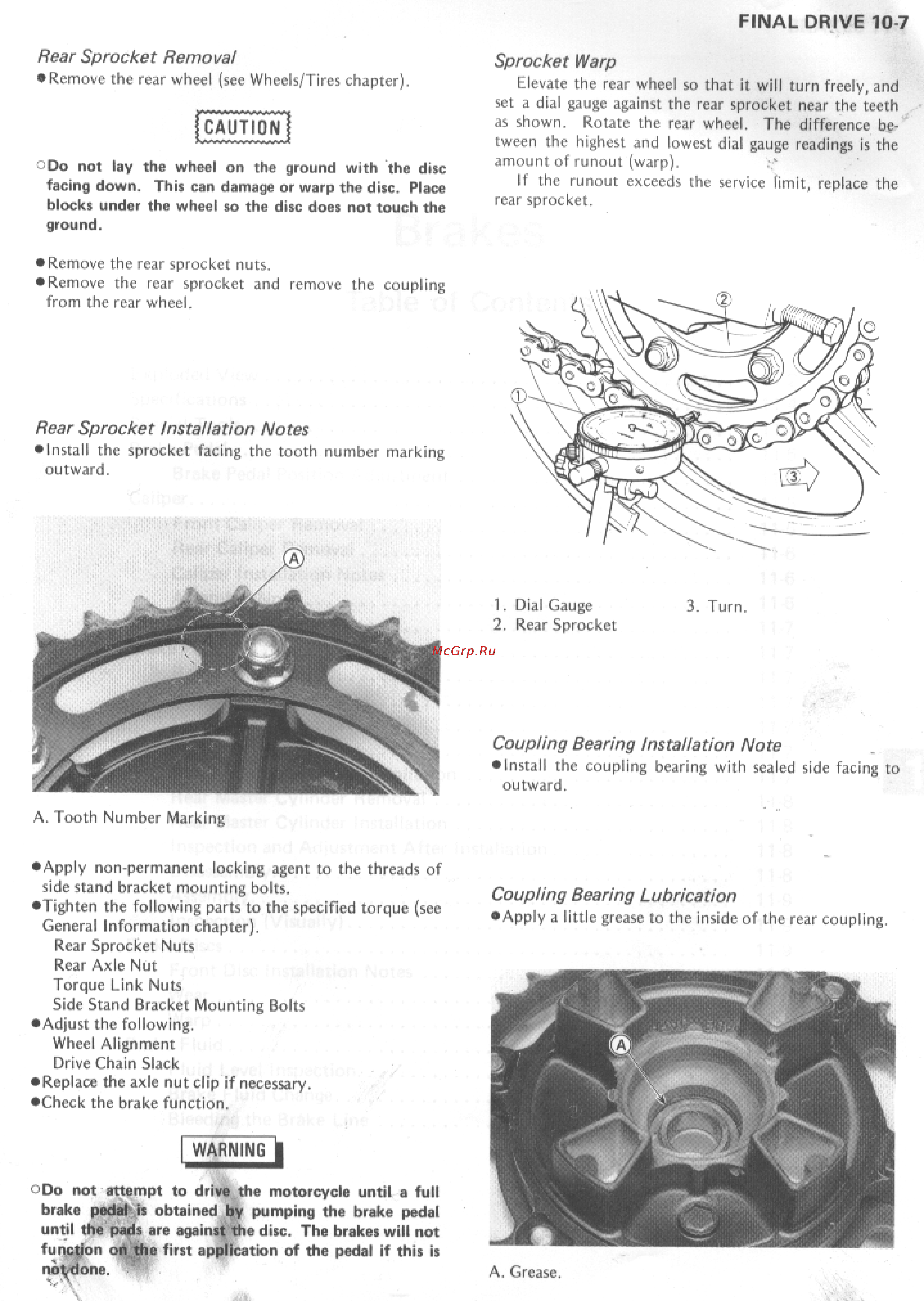 Kawasaki KR250 [110/183] Coupling bearing installation note