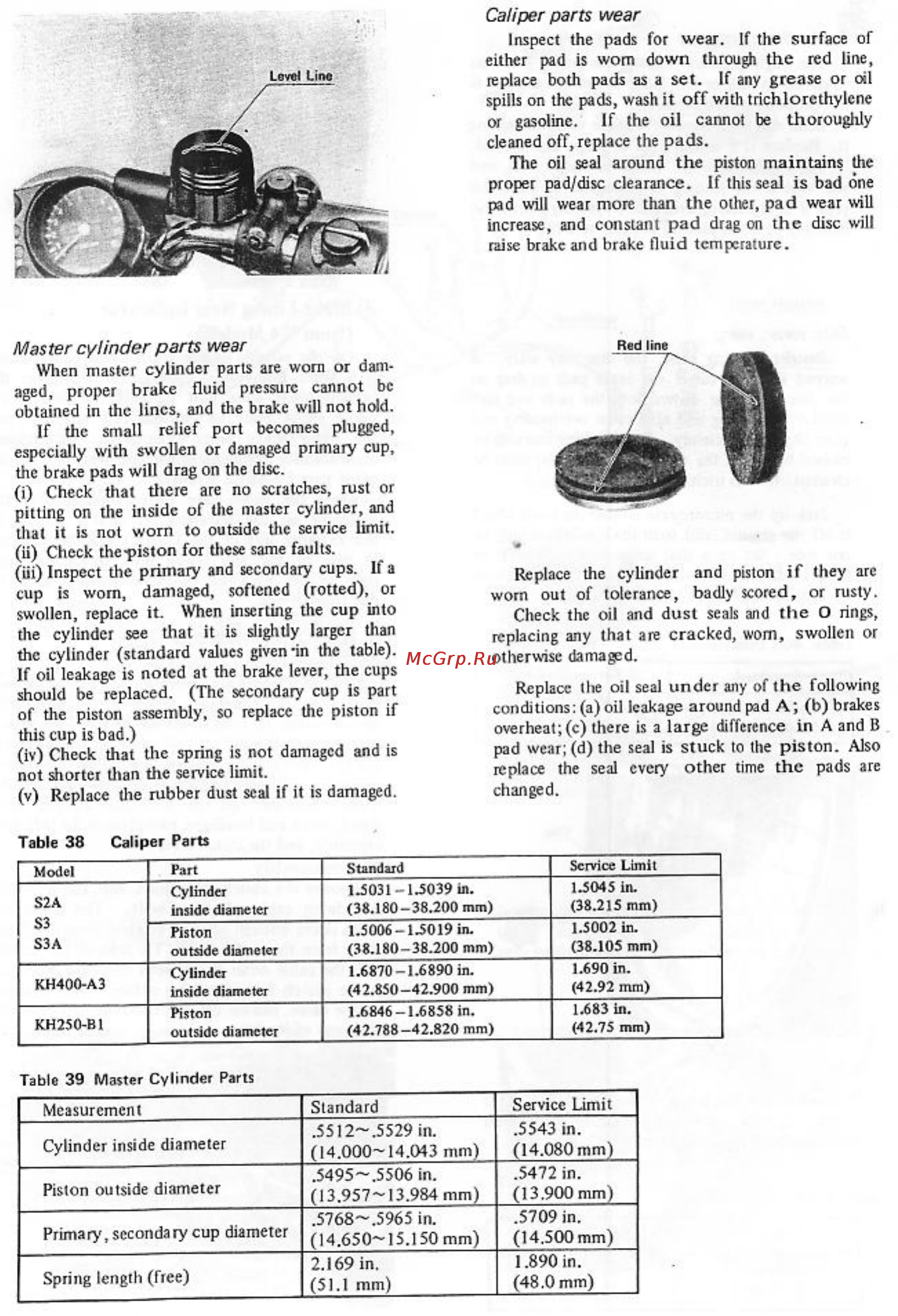 Kawasaki S3 (1974-1976) [83/129] Caliper parts wear