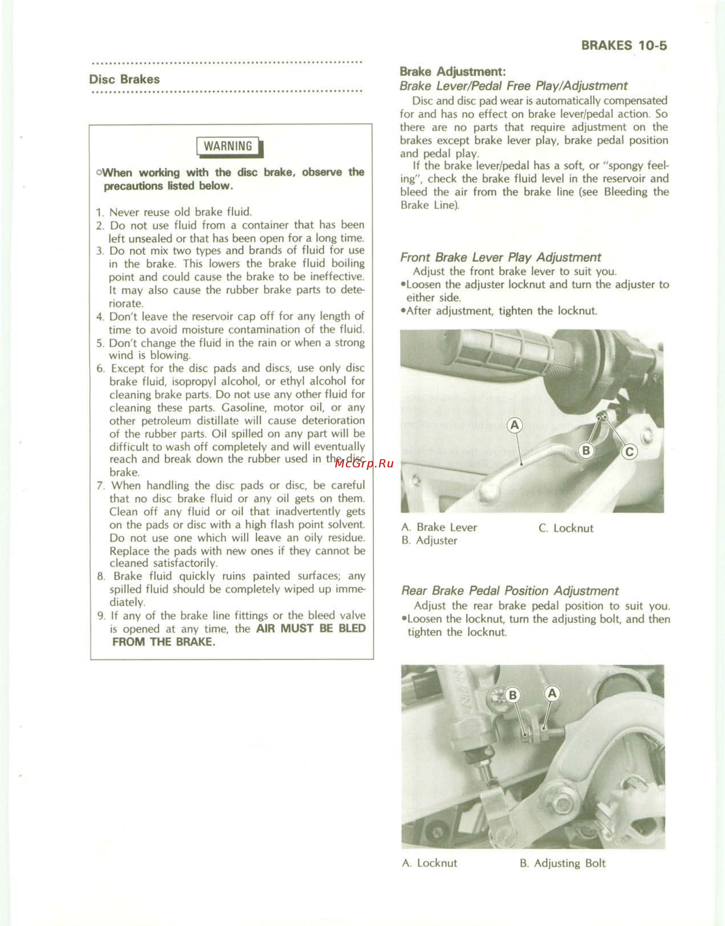 Kawasaki KDX200 (1989-1994) [114/174] Air must be bled from the brake