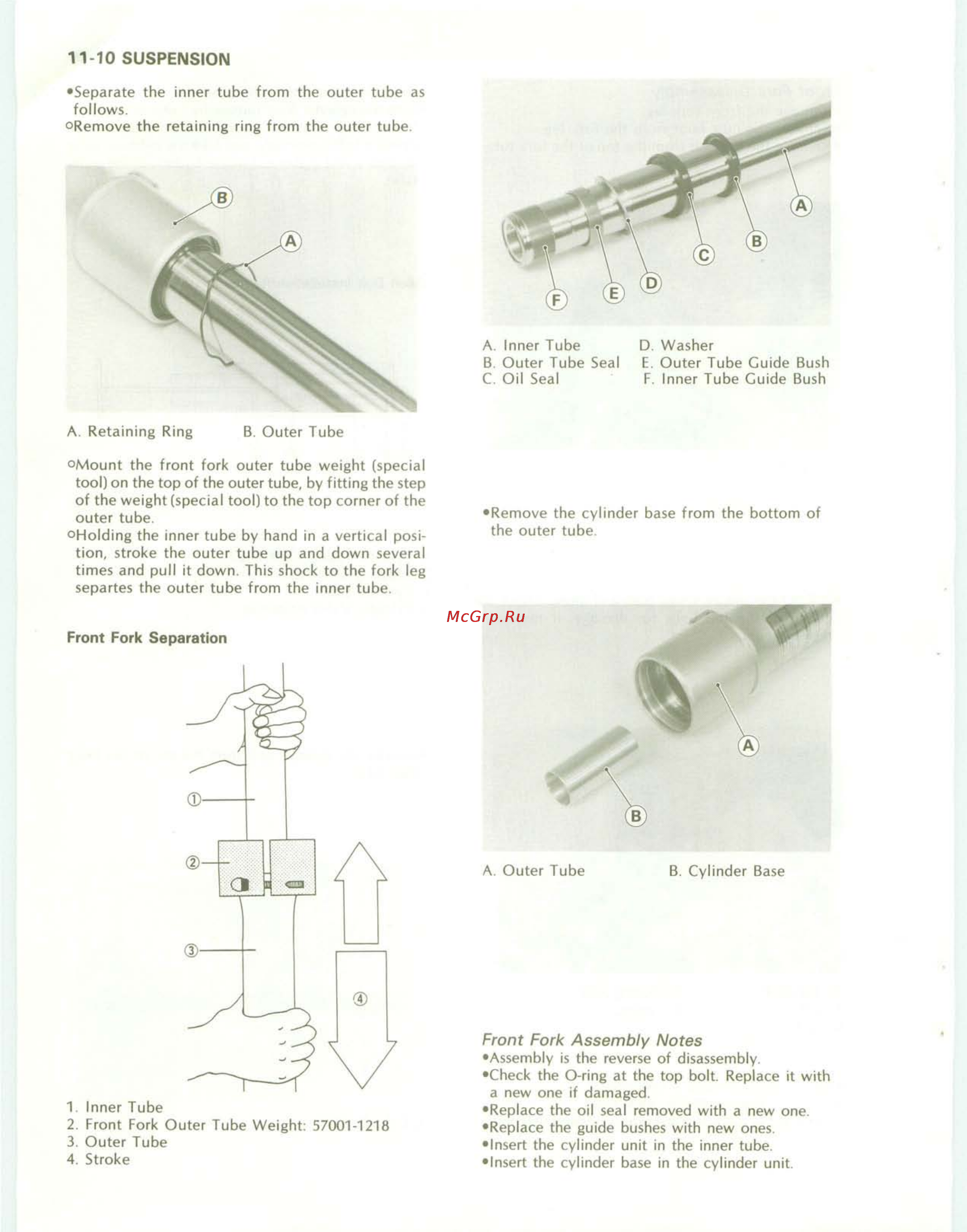 Kawasaki KDX200 (1989-1994) [134/174] Front fork assembly notes