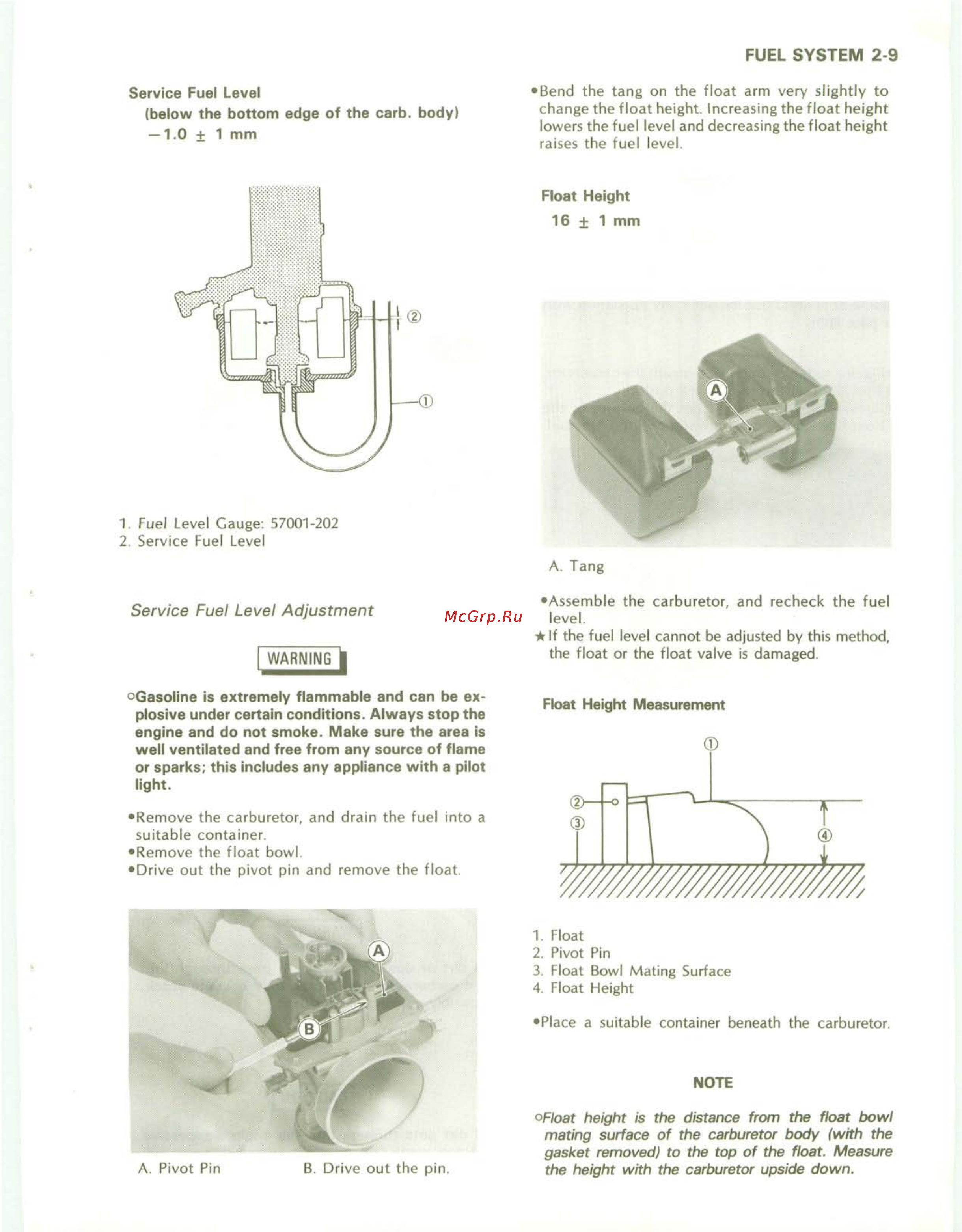 Kawasaki KDX200 (1989-1994) [26/174] Service fuel level adjustment