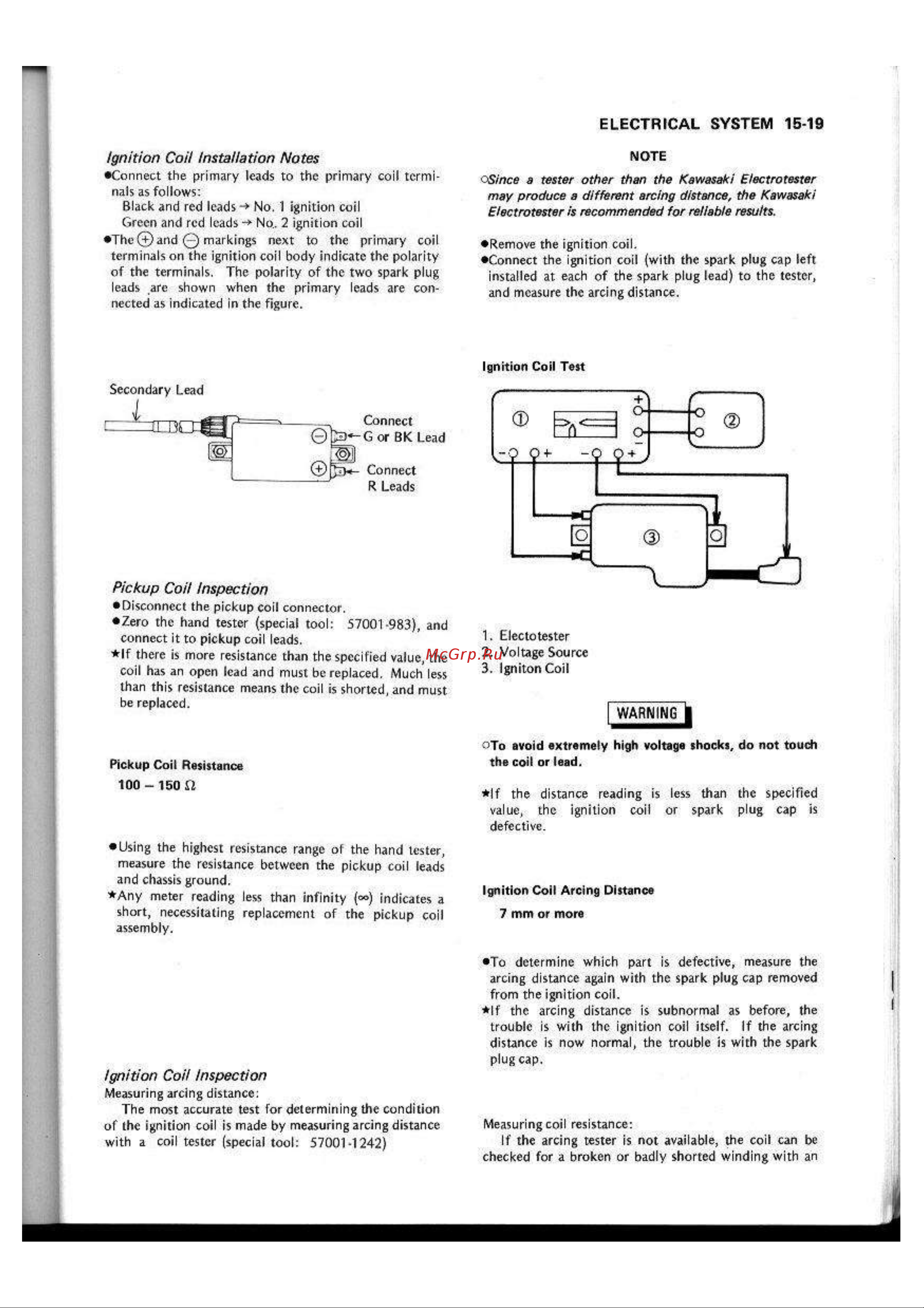 Kawasaki GPX250R (1987) [213/248] Electrical system 15 19