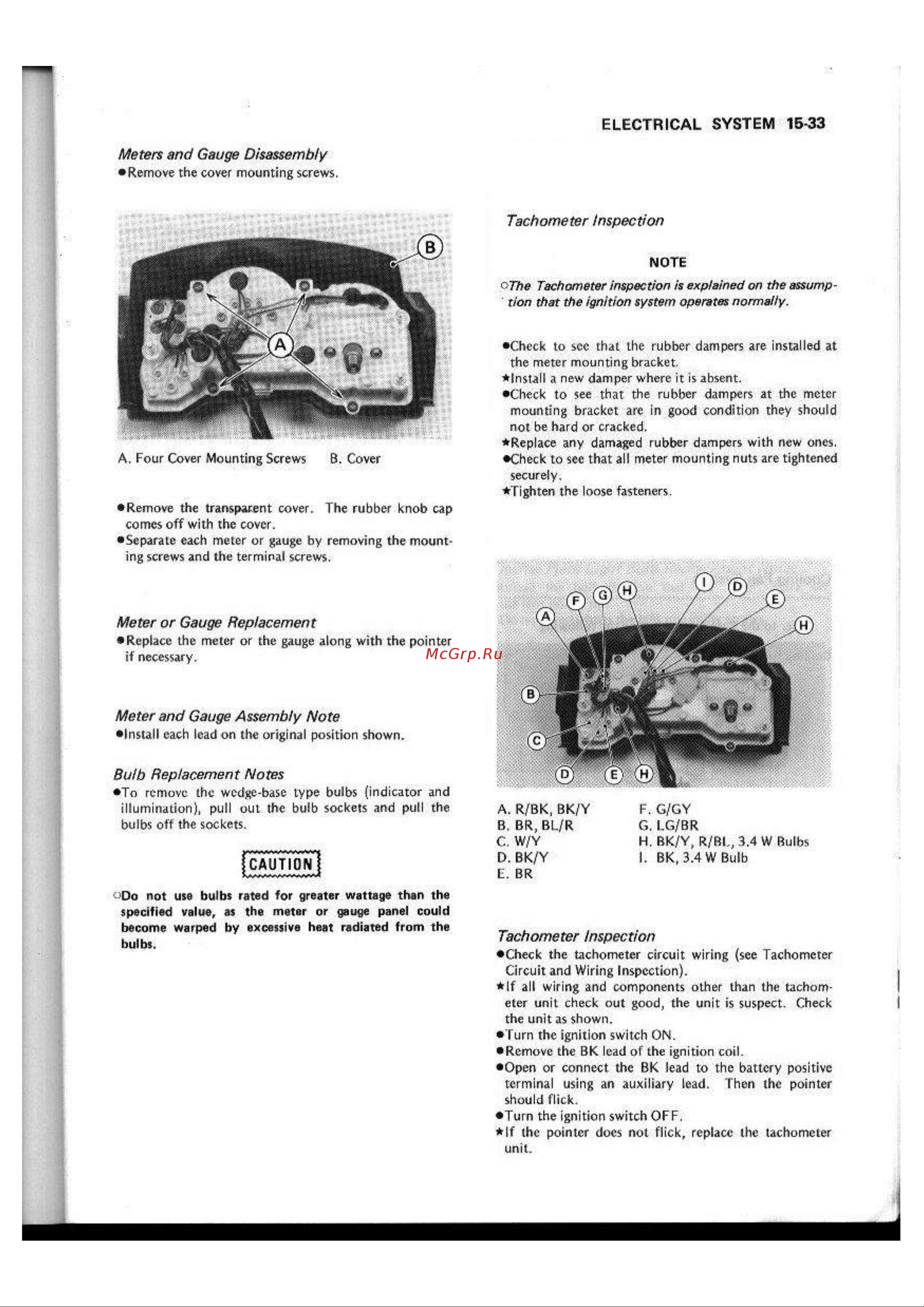 Kawasaki GPX250R (1987) [227/248] Bulb replacement notes