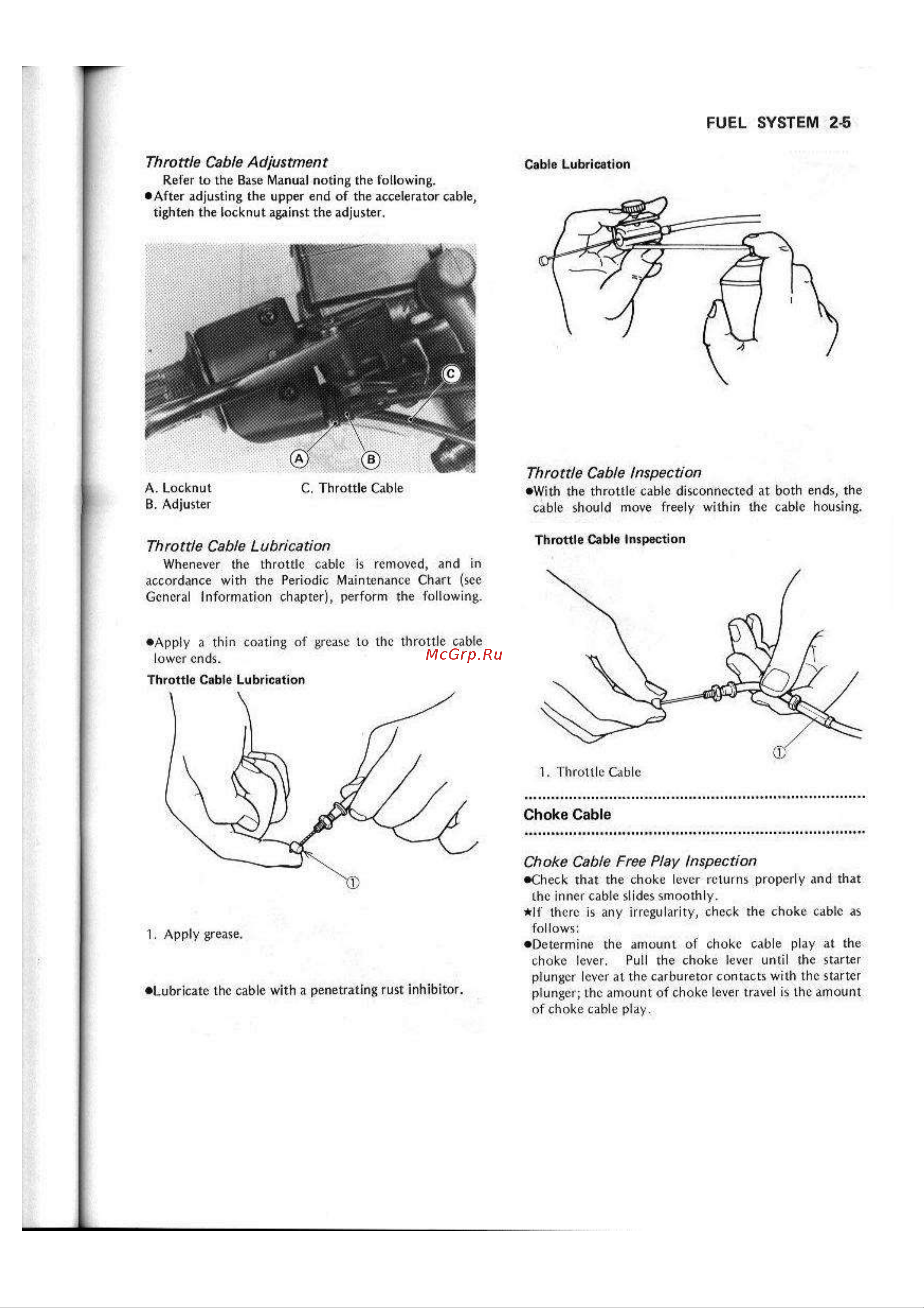 Kawasaki GPX250R (1987) [34/248] Choke cable free play inspection