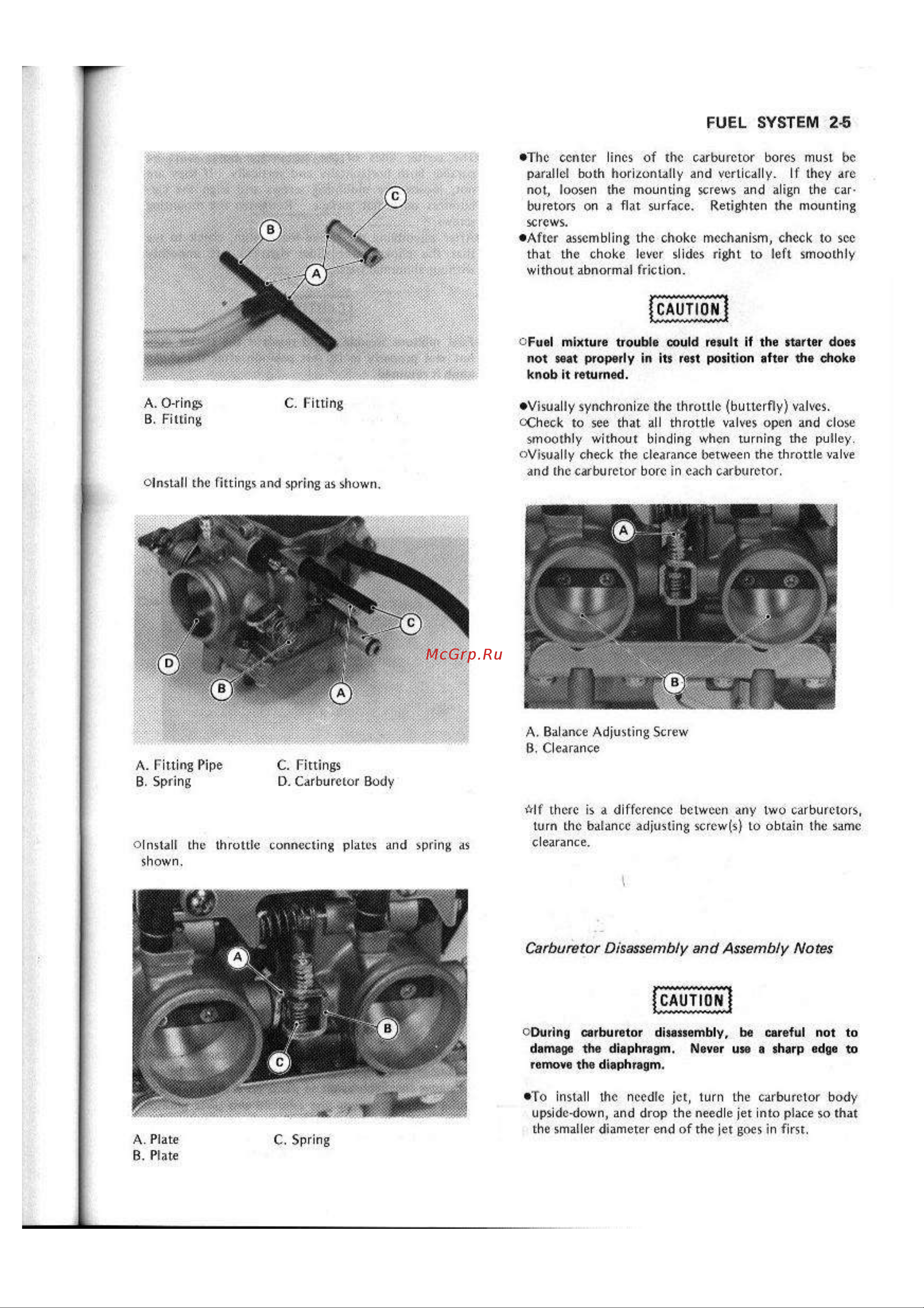 Kawasaki GPX250R (1987) [40/248] Carburetor disassembly and assembly notes
