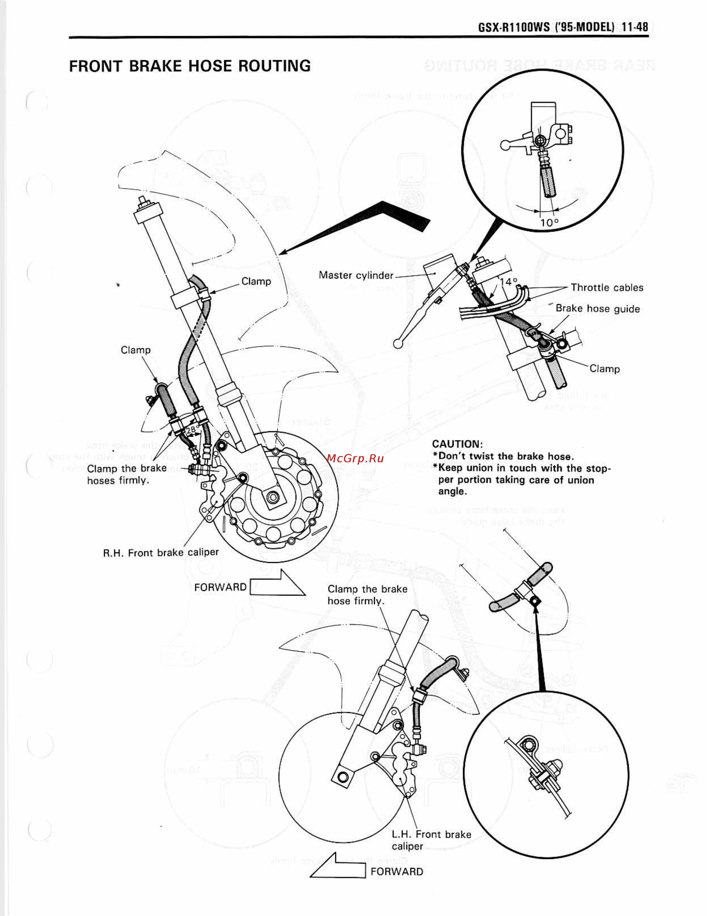 Suzuki GSX-R1100 (1993-1998) [359/380] Front brake hose routing