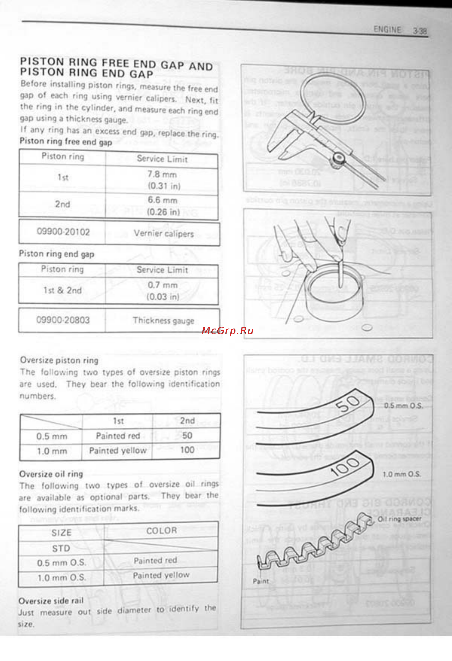 Suzuki GSX-R1100 (1986-1988) [73/295] Piston ring free end gap and piston ring end gap