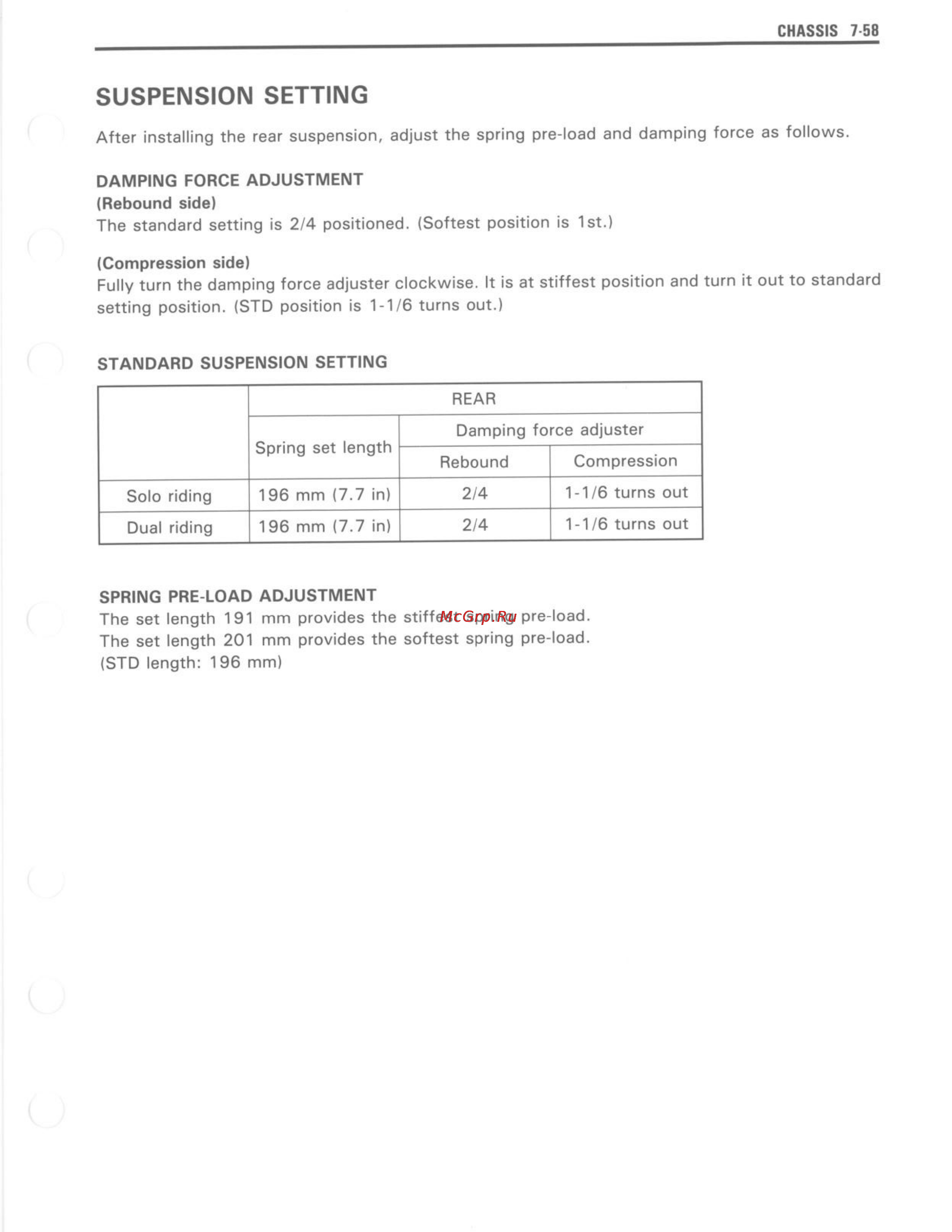 Suzuki GSX-R750 (1993-1995) [237/352] Suspension setting