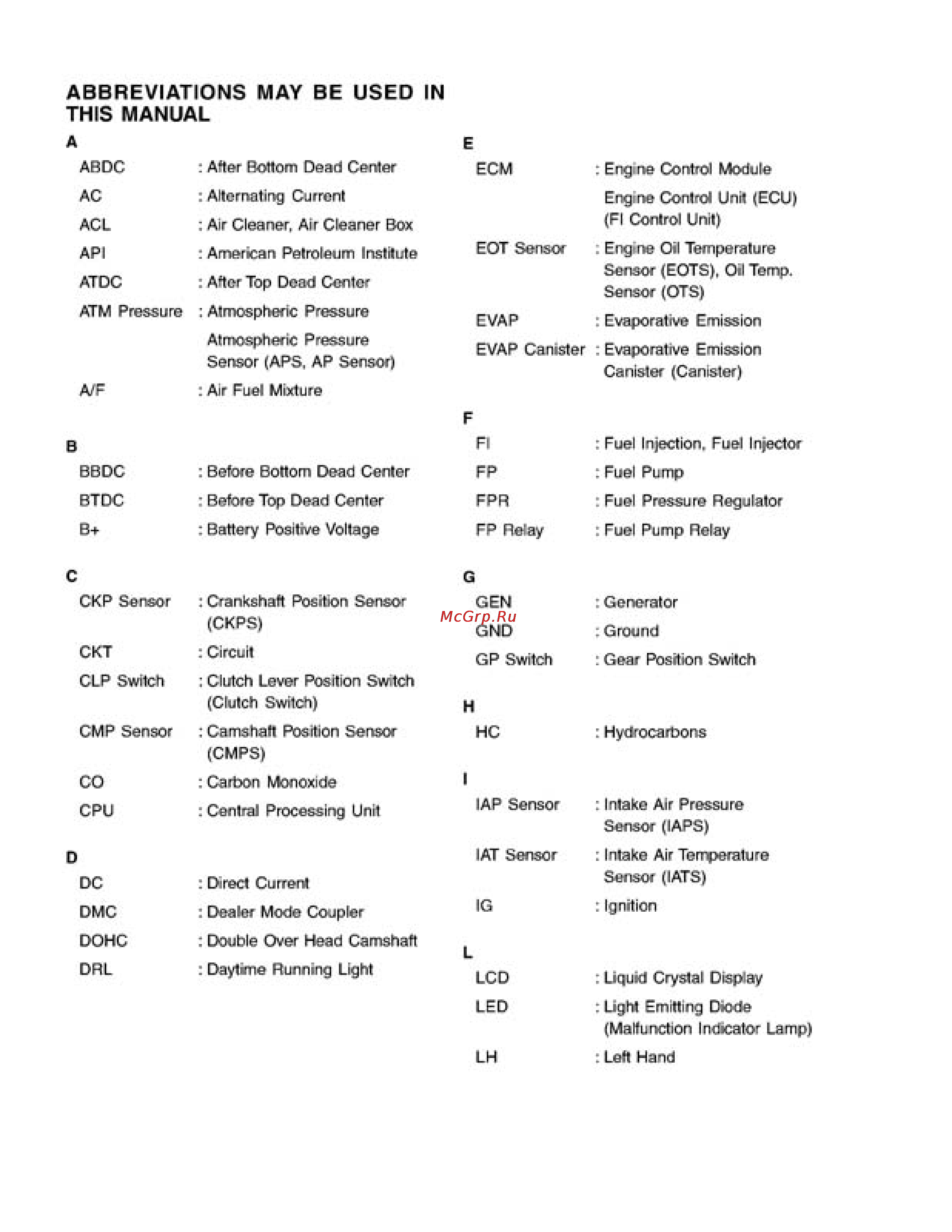 Suzuki GSX1400 (2002) [4/354] Abbreviations may be used in this manual