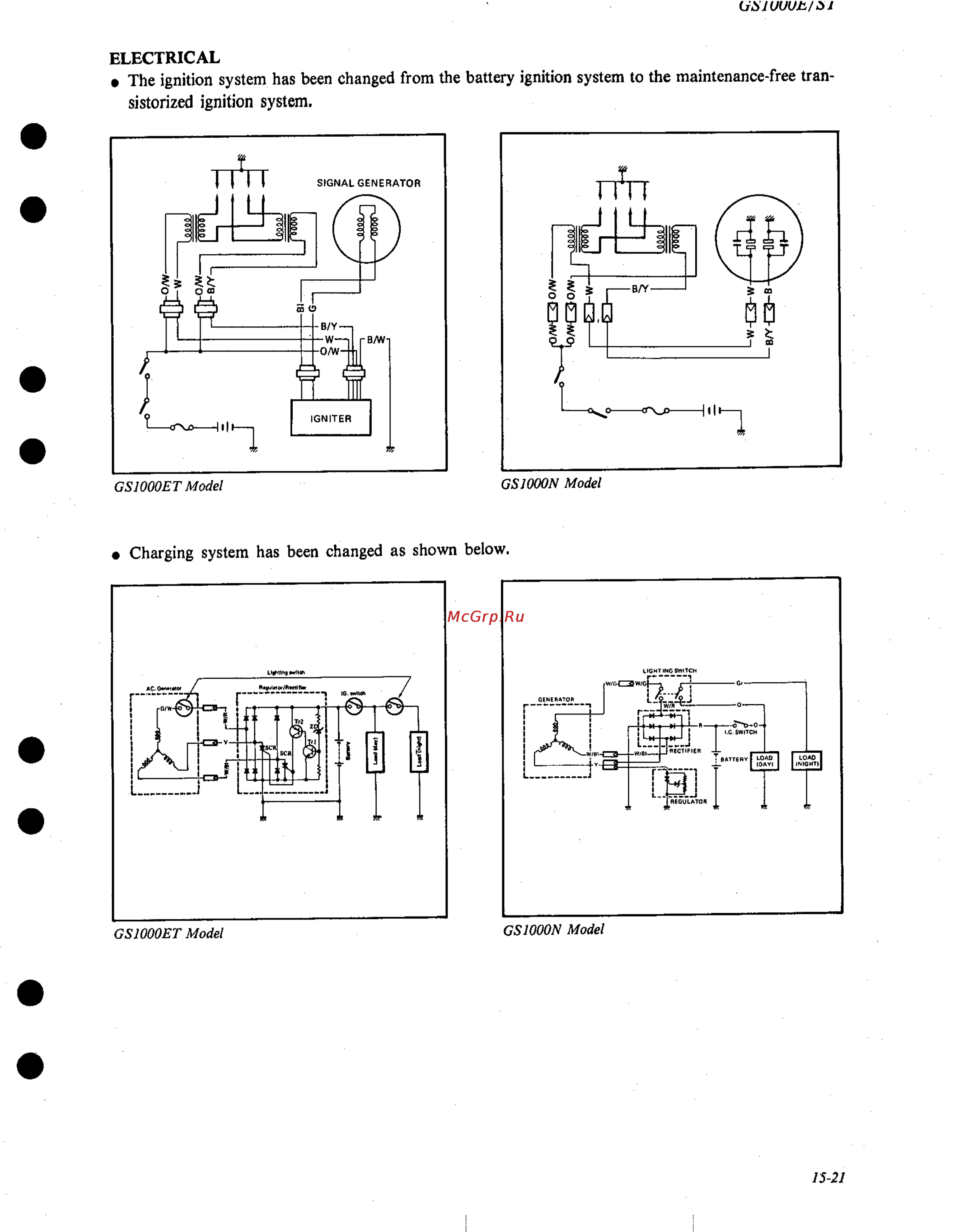 Suzuki GS1000 (1980) [284/477] Electrical the ignition system has been changed from the battery ignition system to the maintenance free tran