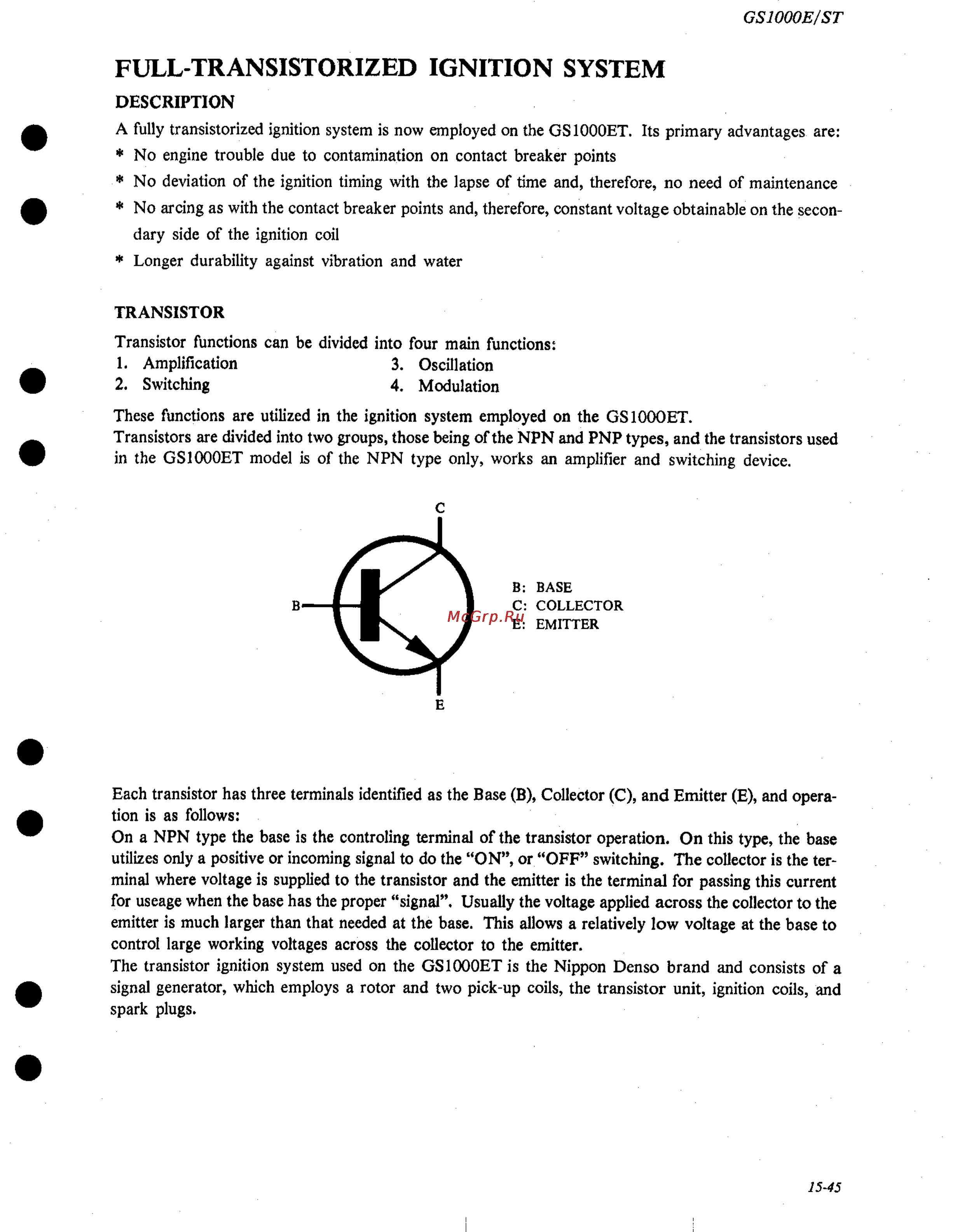 Suzuki GS1000 (1980) [308/477] Full transistorized ignition system