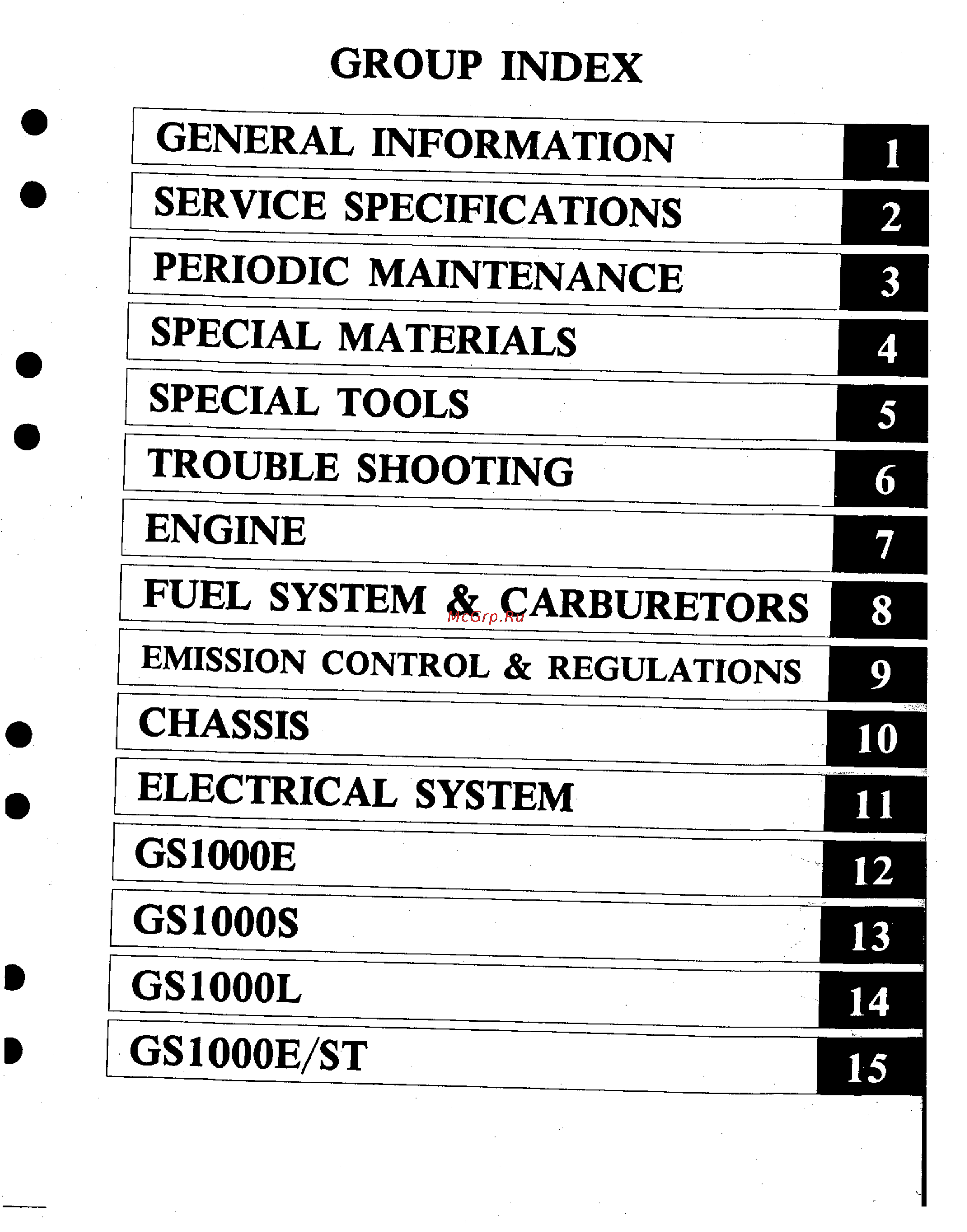 Suzuki GS1000 (1980) [6/477] Ervice specifications