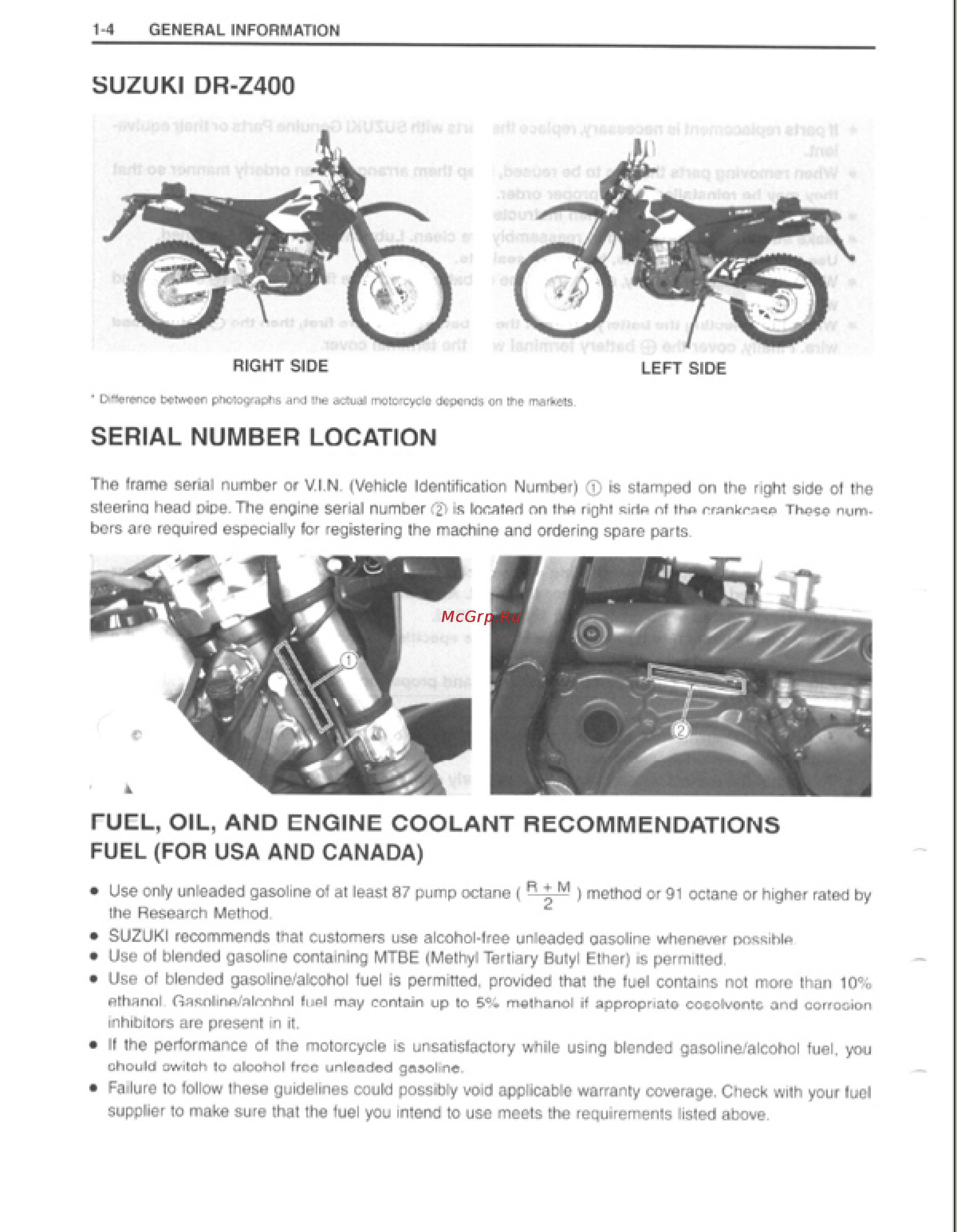 Suzuki DRZ400 (2000-2007) Инструкция по эксплуатации онлайн [7/232] 114753